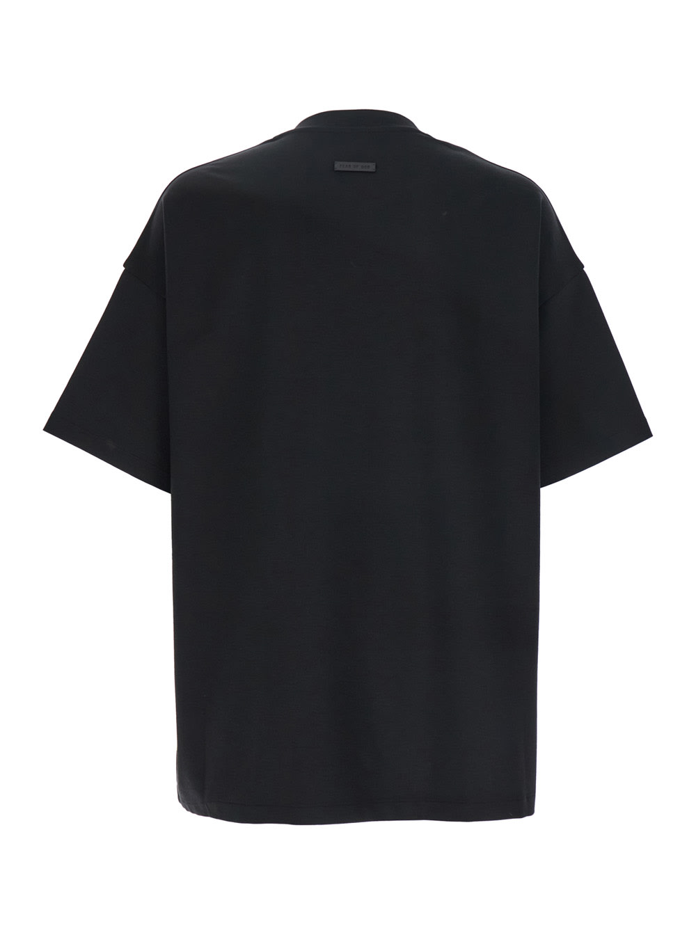 Shop Fear Of God Black T-shirt With Patch Logo On The Back In Cotton Man