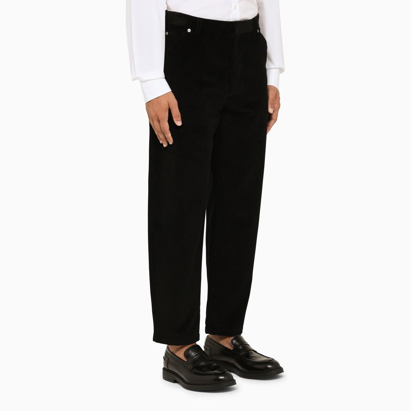 Shop Prada Black Cropped Cotton Trousers In Nero