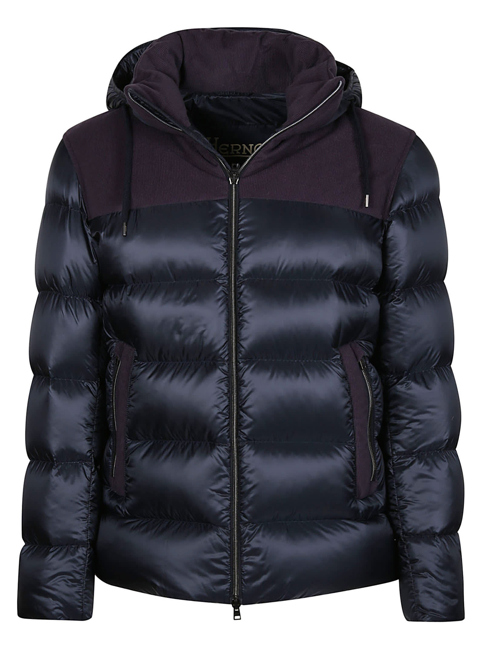 Shop Herno Short Down Jacket In Blu Navy