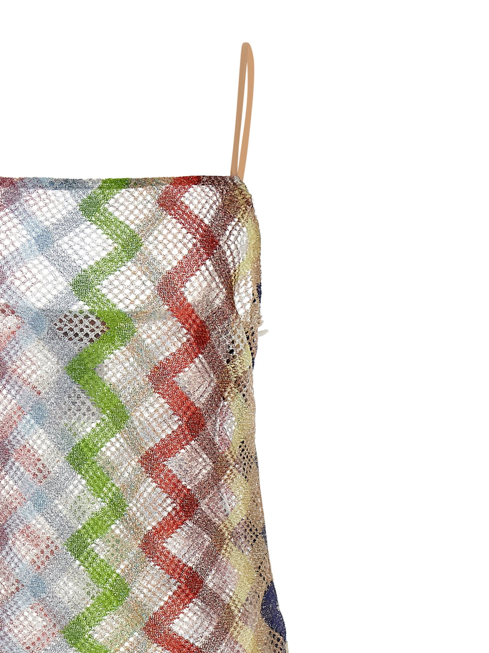 Missoni Sheer Fabric Zigzag Dress Lace-up Detail In Multi