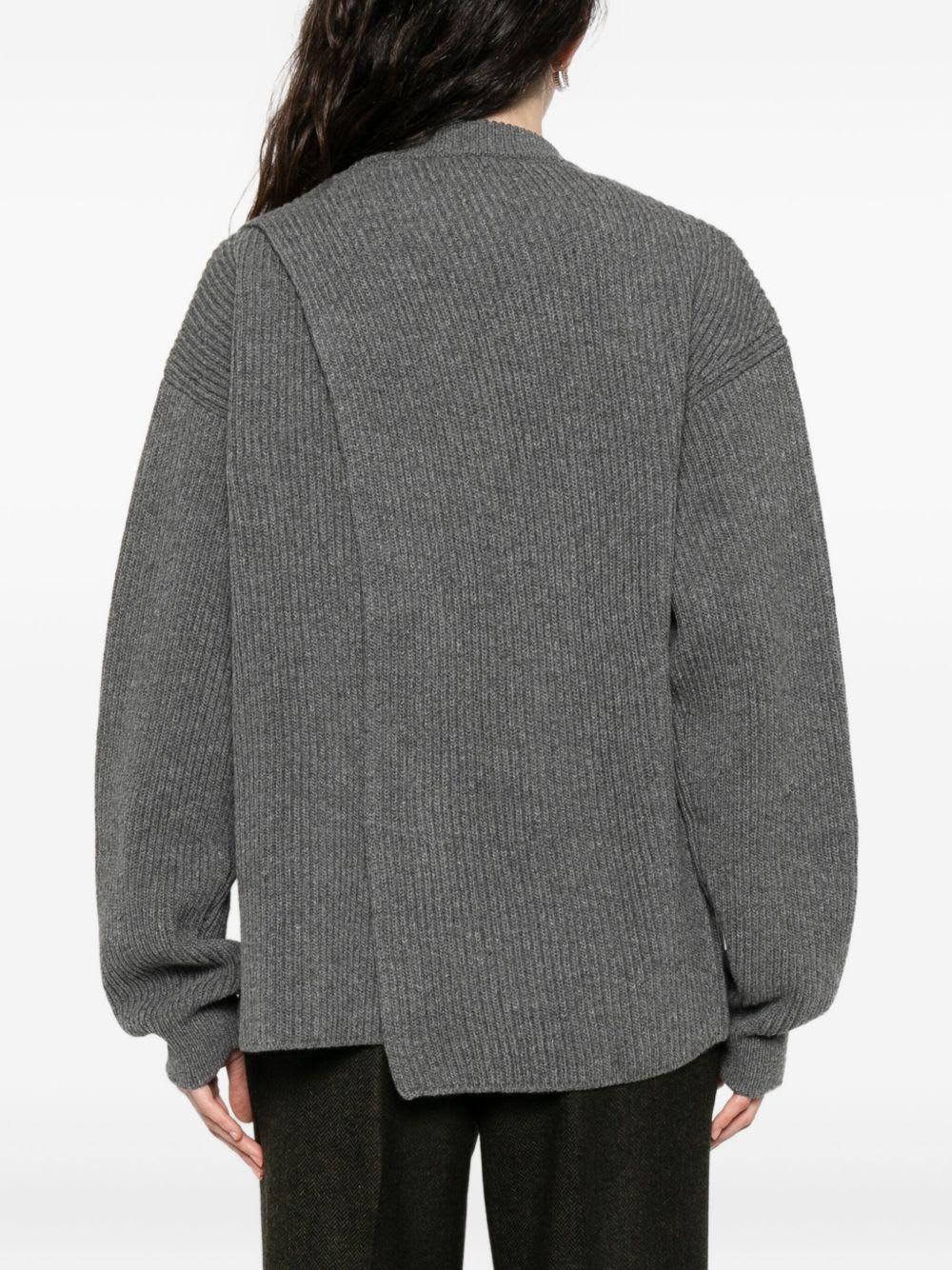 Jil Sander Wool Crewneck Jumper With Dropped Shoulders In Gray