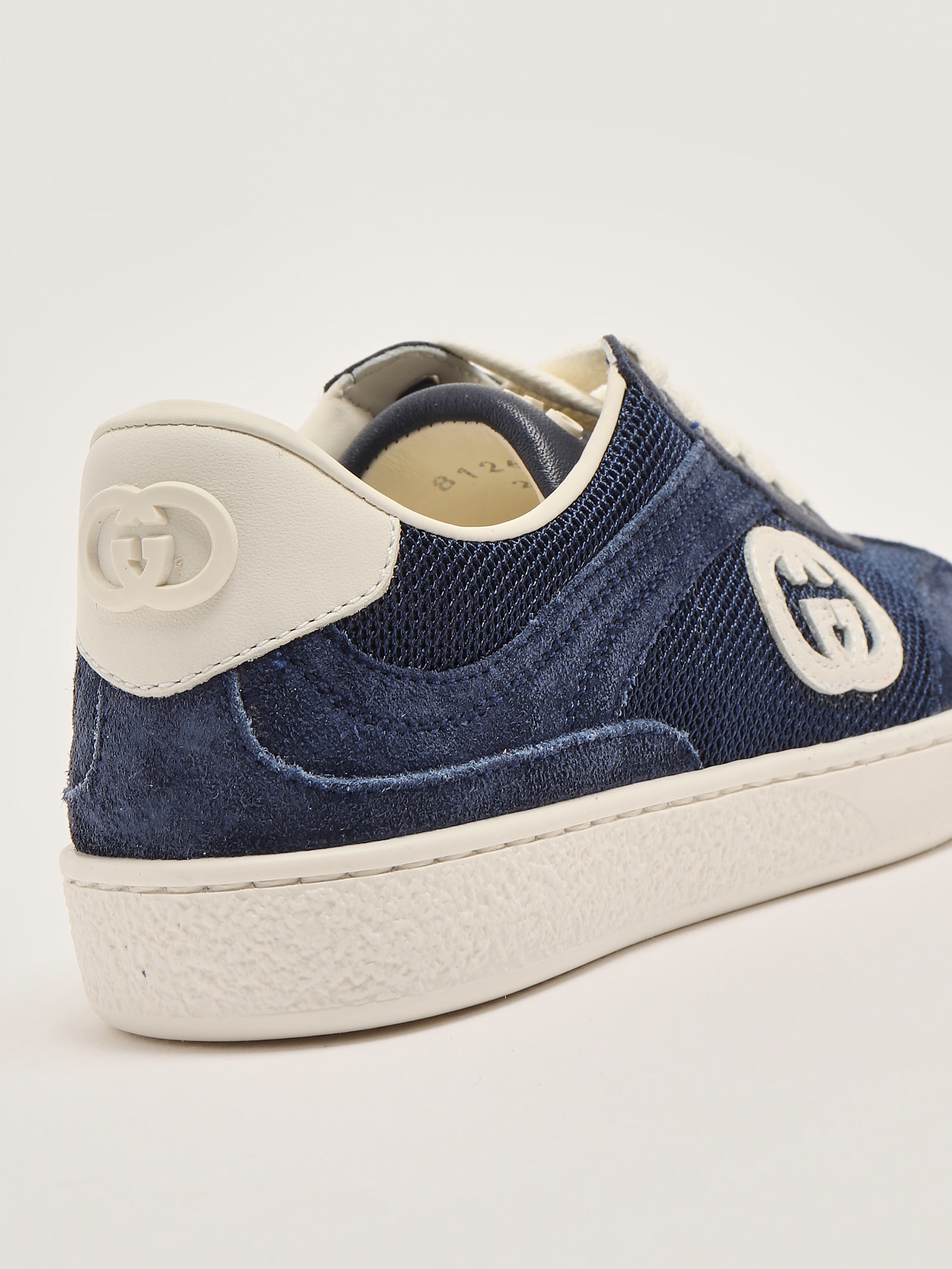 Gucci Interlocking G Suede-trimmed Sneakers In Blu