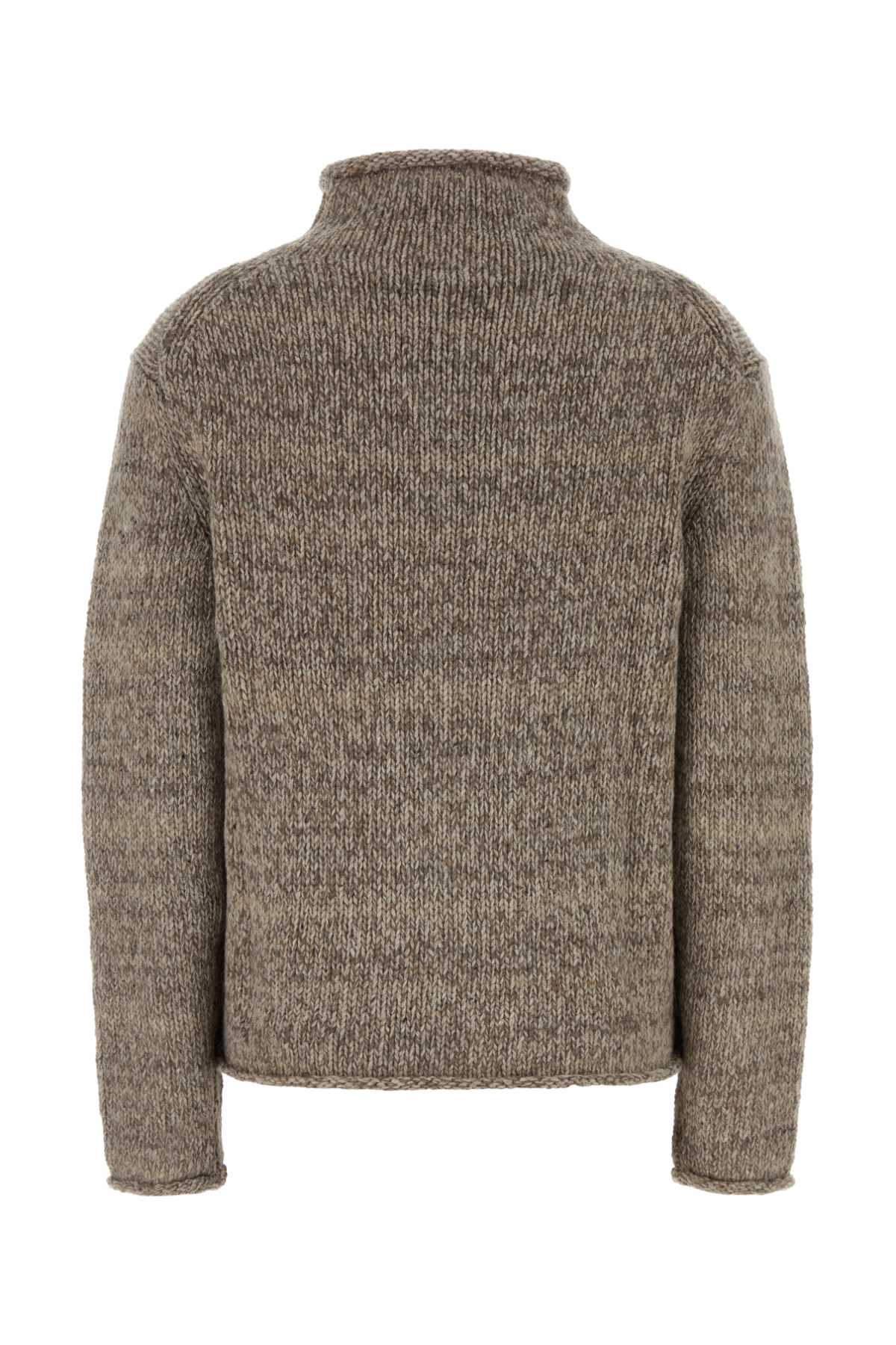 Ralph Lauren Melange Cappuccino Wool Blend Sweater In Green