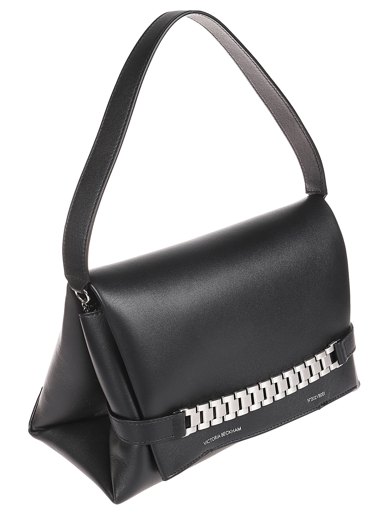 Shop Victoria Beckham Brushed Silver Chain Pouch Bag In Black