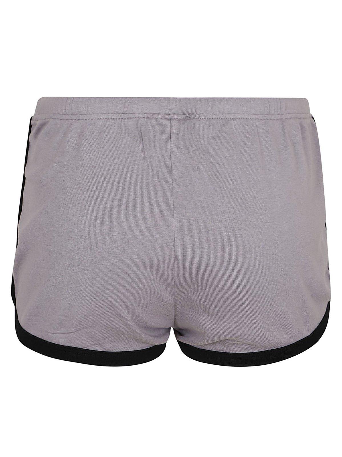 Shop Courrèges Contrast Mini Shorts In Smocked Grey / Black