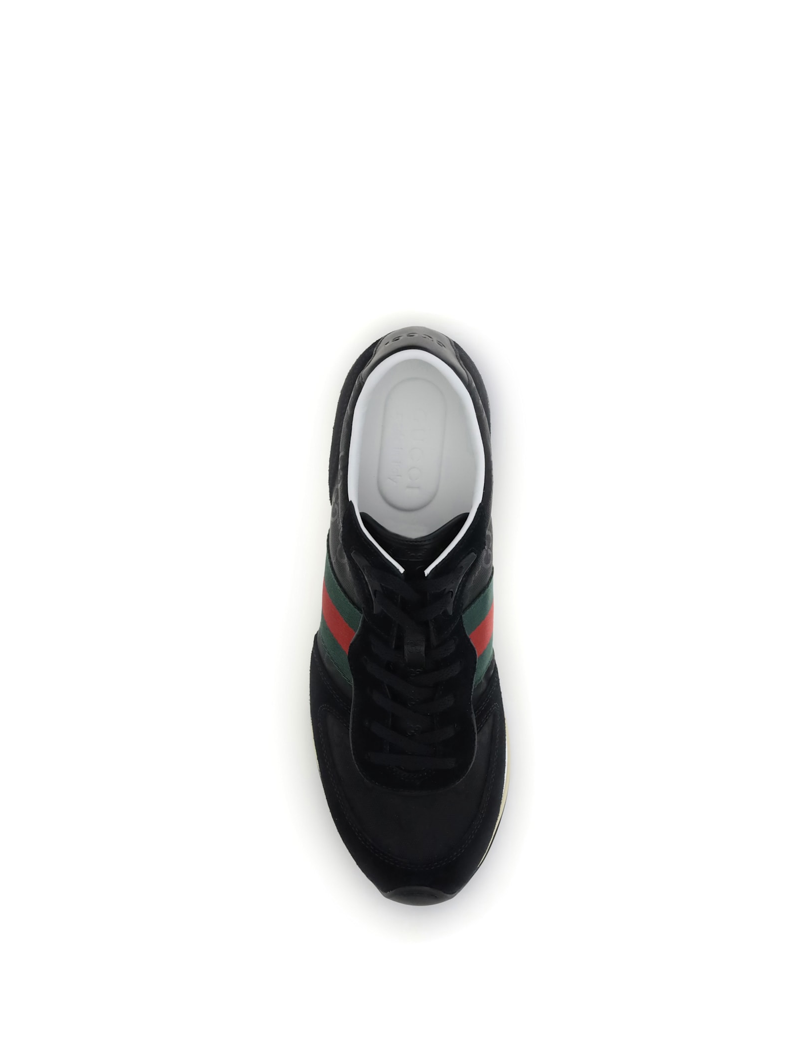 Gucci Round Toe Suede Panels Rubber Sole Sneakers In Multi