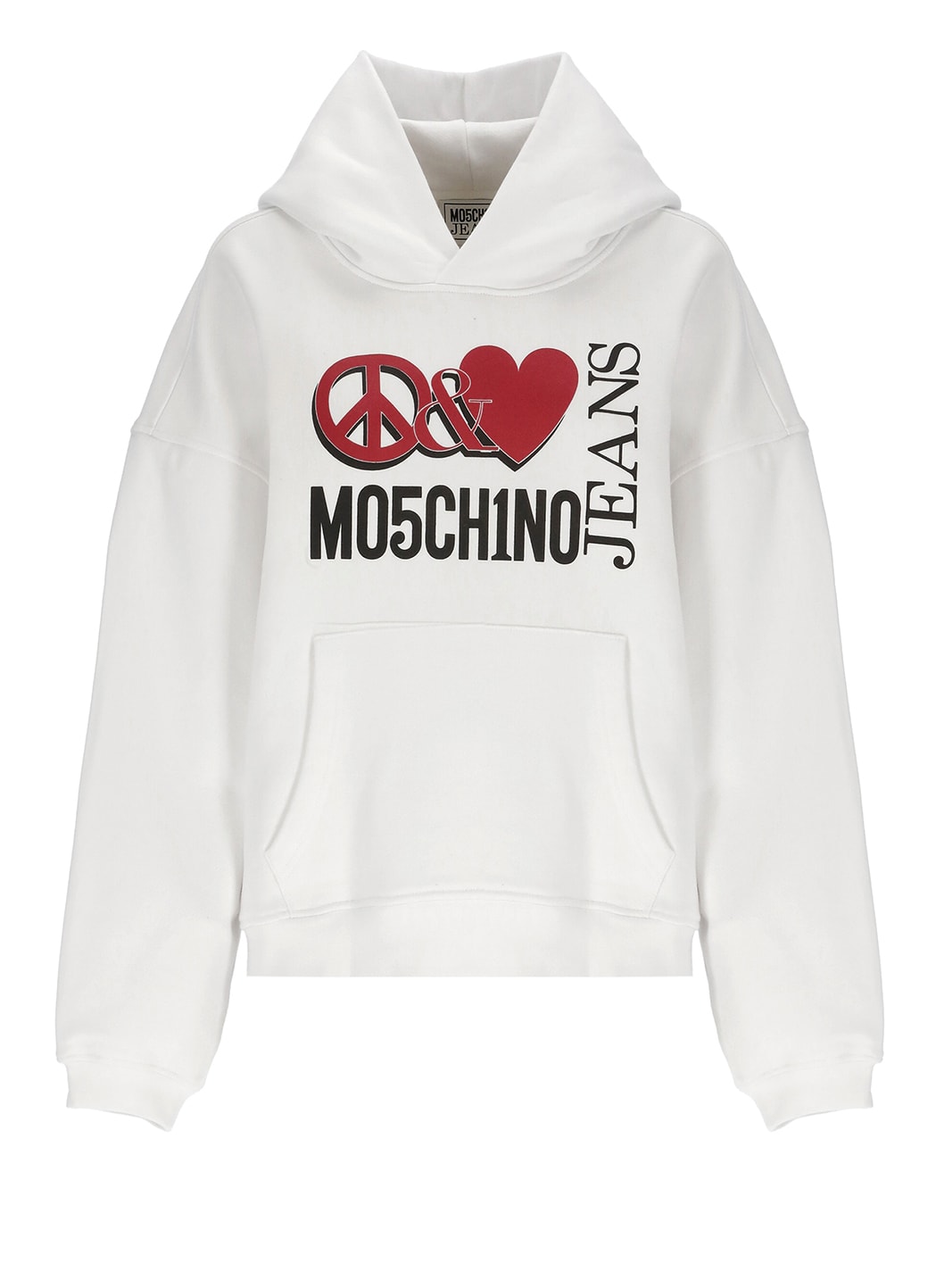 M05CH1N0 JEANS SWEATSHIRT WITH PEACE AND LOVE LOGO