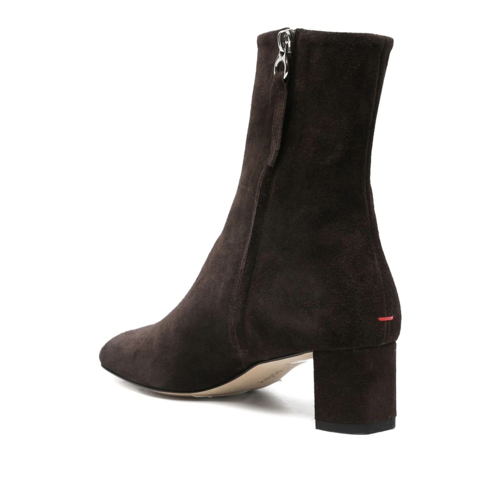 Aeyde 45mm Millie Suede Block-heel Boots In Brown