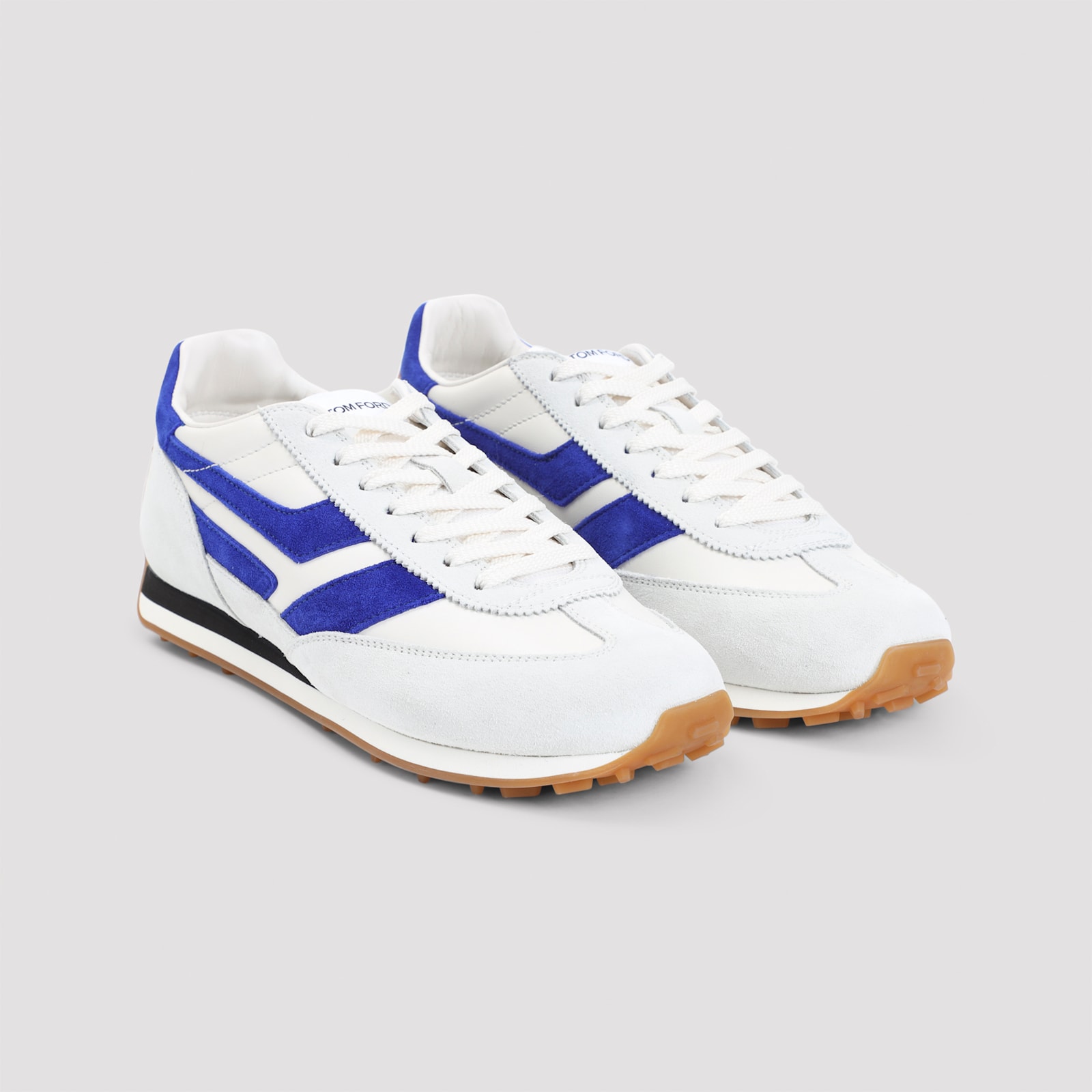 Tom Ford Mesh And Suede-trimmed Leather Sneakers In White