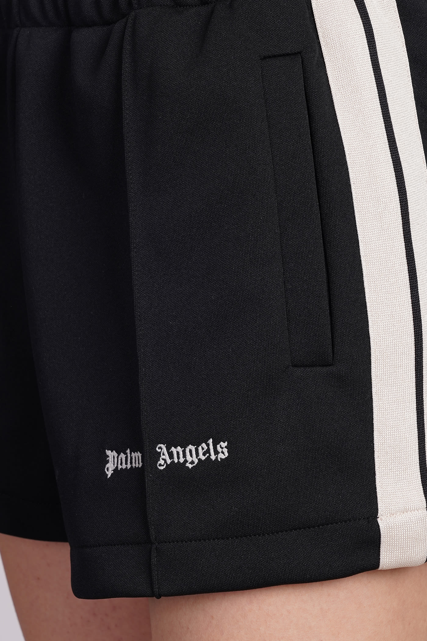 Shop Palm Angels Shorts In Black Polyester