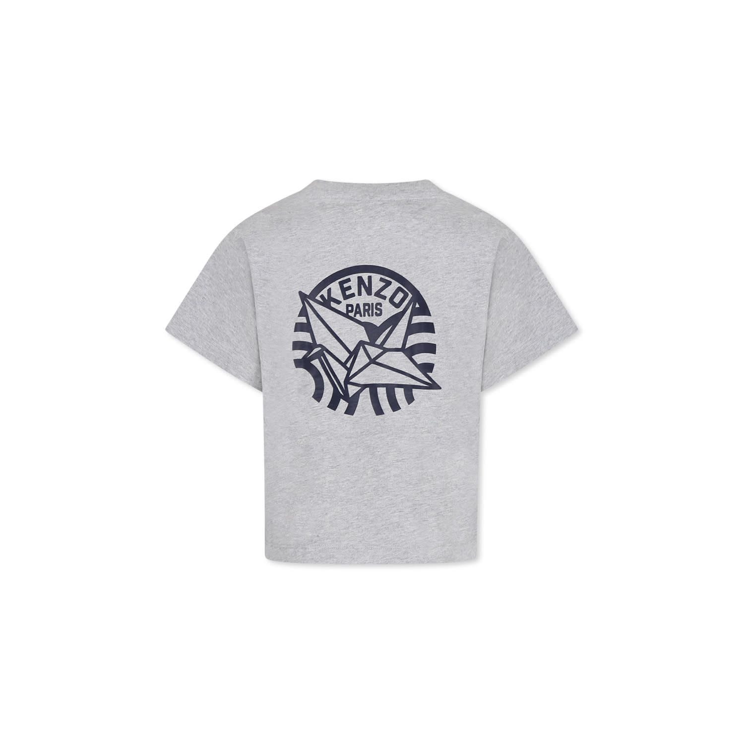 Kenzo Grey T-shirt For Boy With Seigaiha Print In Grey