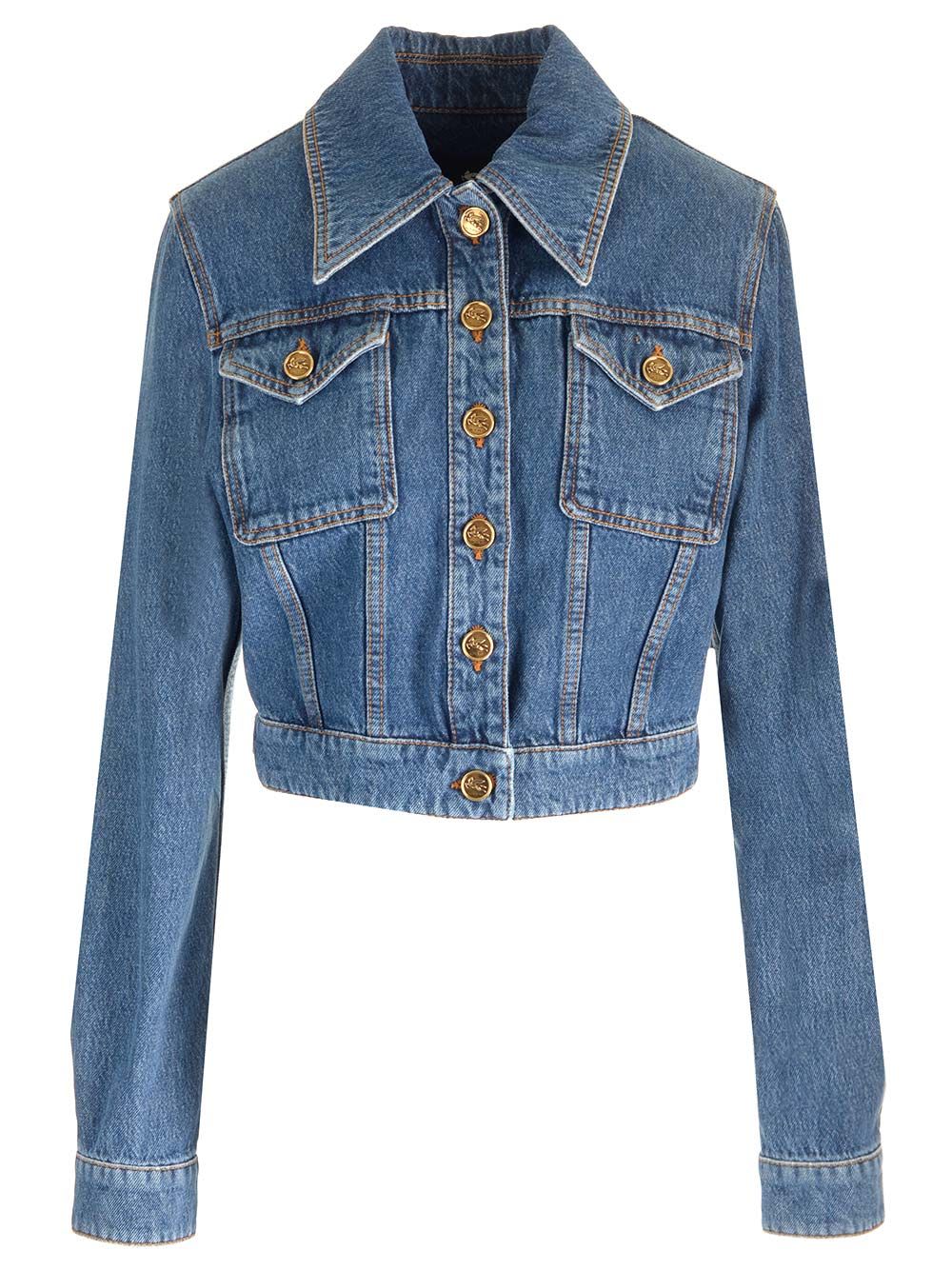 Shop Etro Slim Fit Denim Jacket In Azzurro