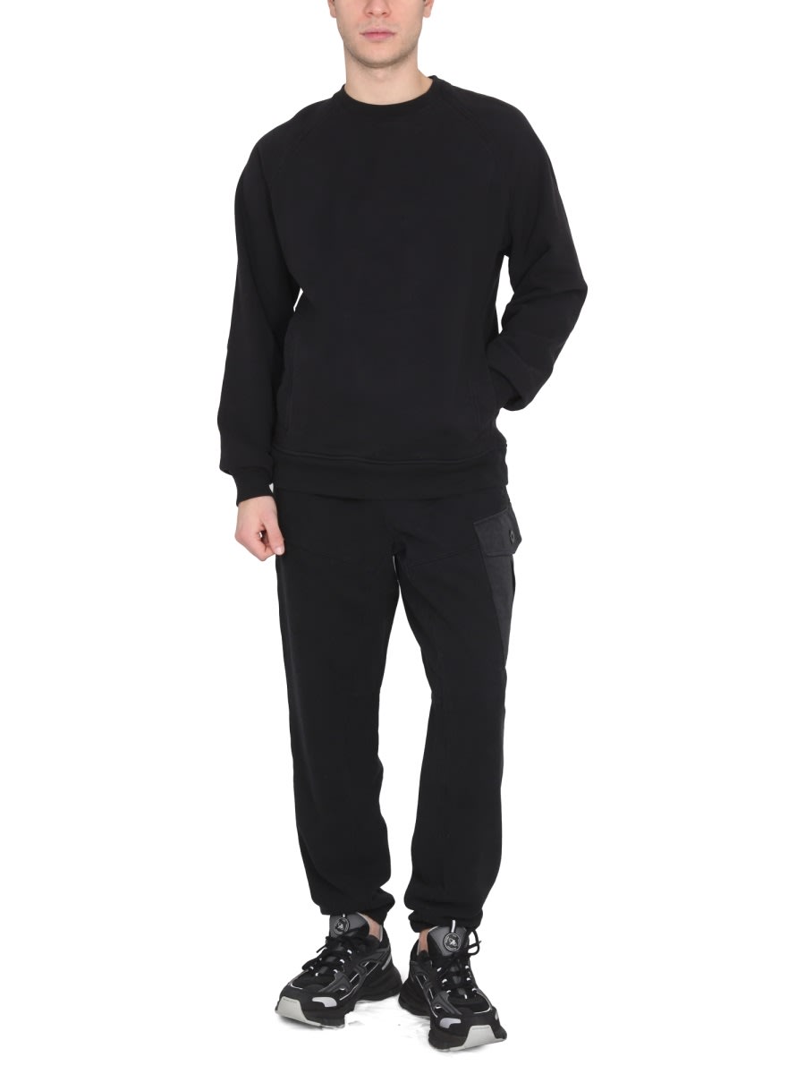 Ten C Raglan Sleeve Crewneck Sweatshirt With Patch Detail In Black