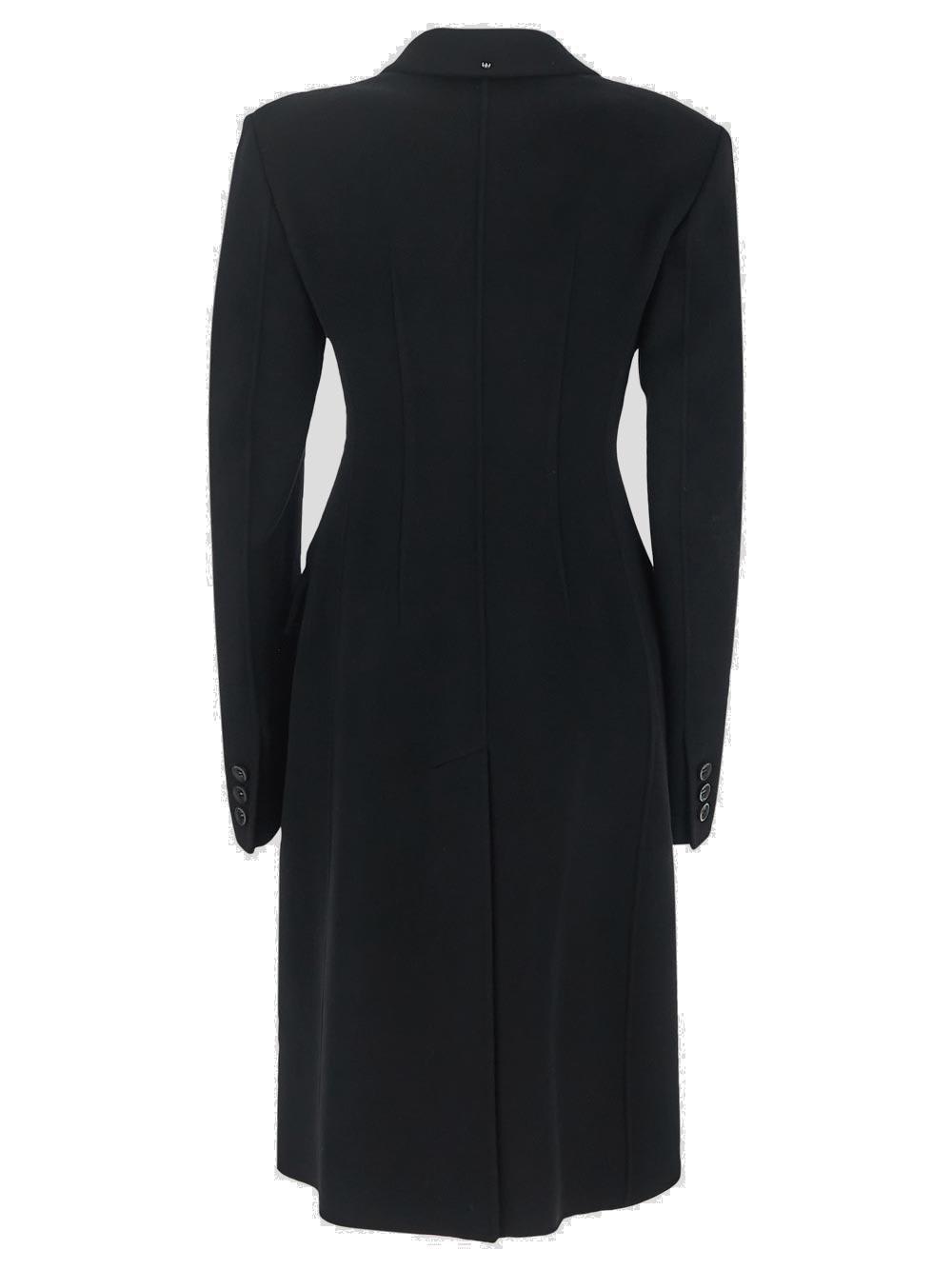 Shop Sportmax Double-breasted Long-sleeved Coat In Black