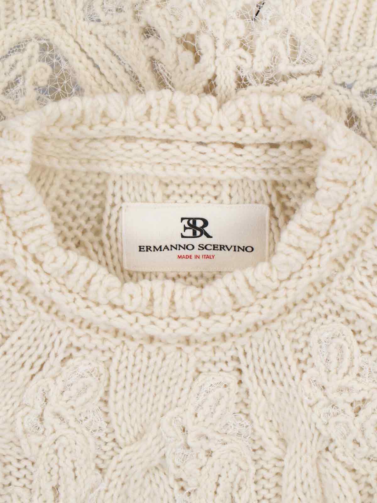 Ermanno Scervino Knitwear With Crewneck And Asymmetric Hem In Neutral
