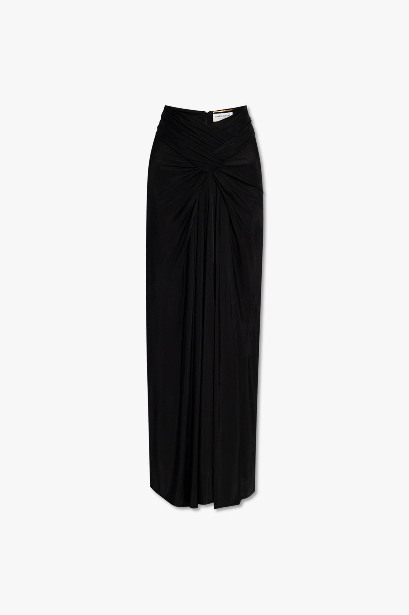 Shop Saint Laurent Draped Skirt In Black