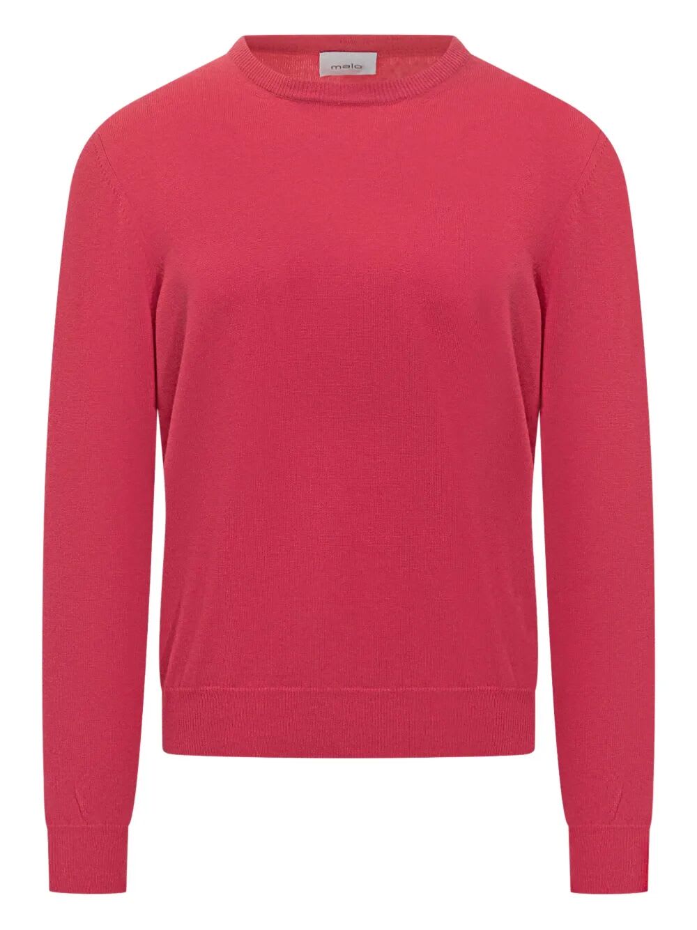 Malo Thin Wool Round Neck Long Sleeve Sweater In Pink