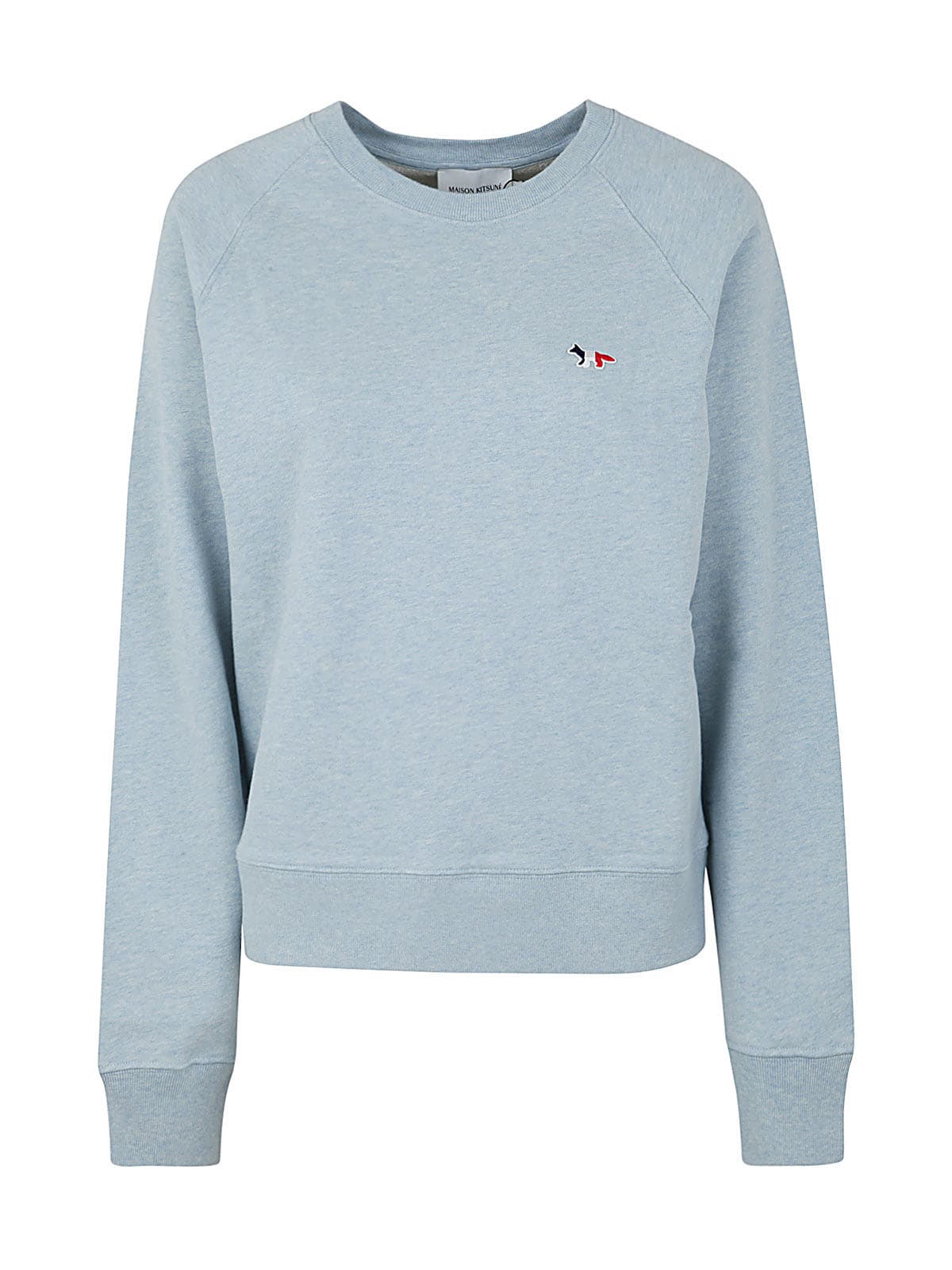 Maison Kitsuné Tricolor Fox Patch Adjusted Sweatshirt In Blue Haze Melange