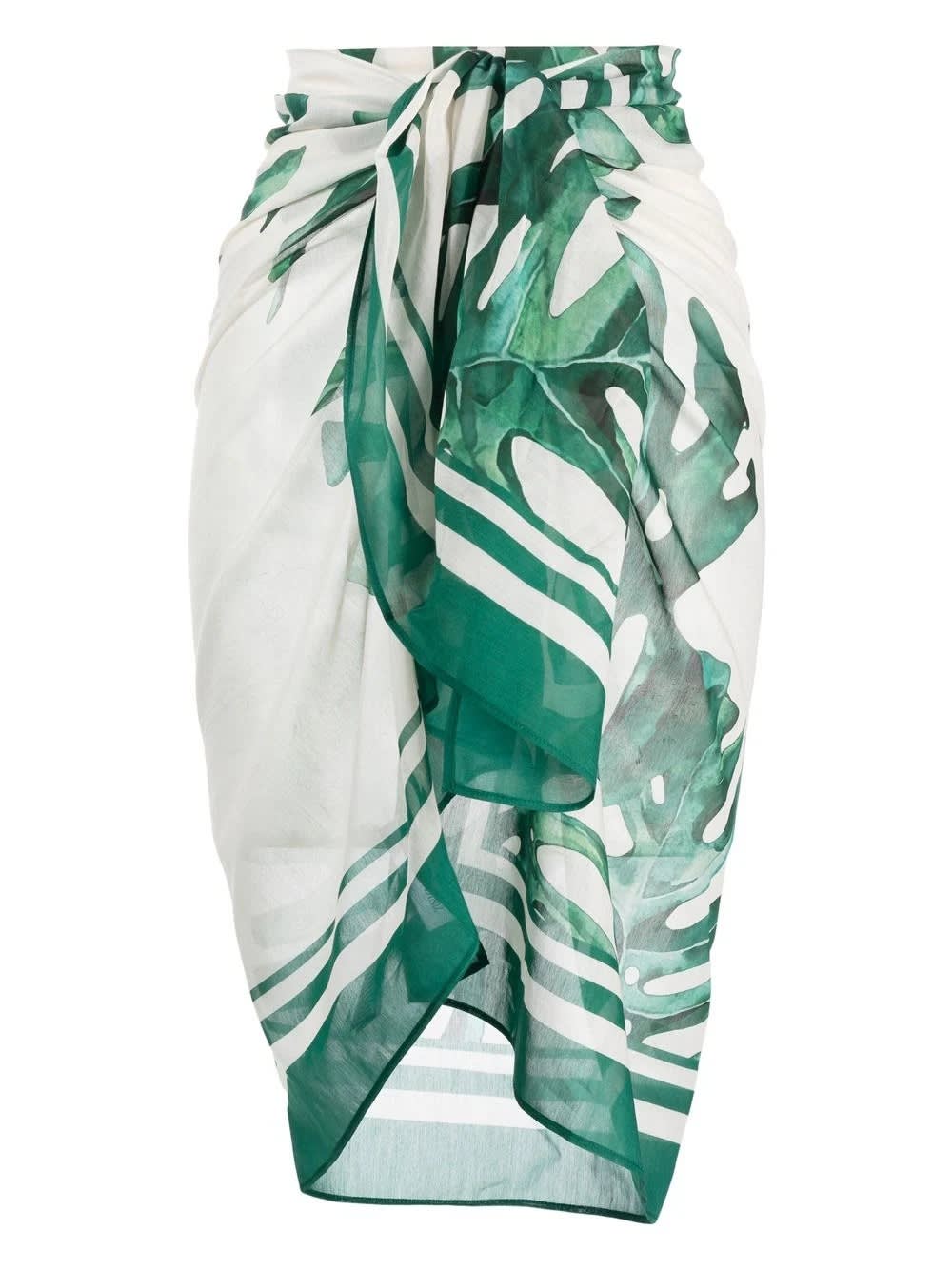 Raquel Diniz Leaf-print Cotton Beach Cover-up In Verde