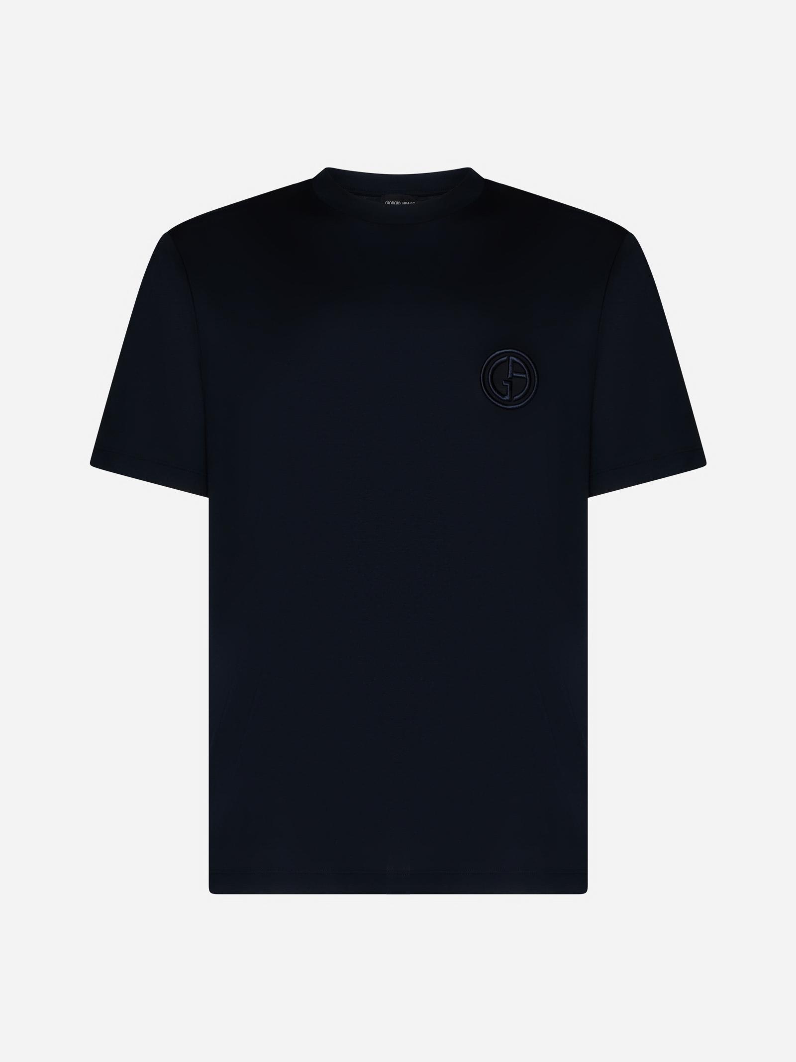 Shop Giorgio Armani Logo Cotton T-shirt In Ubwf