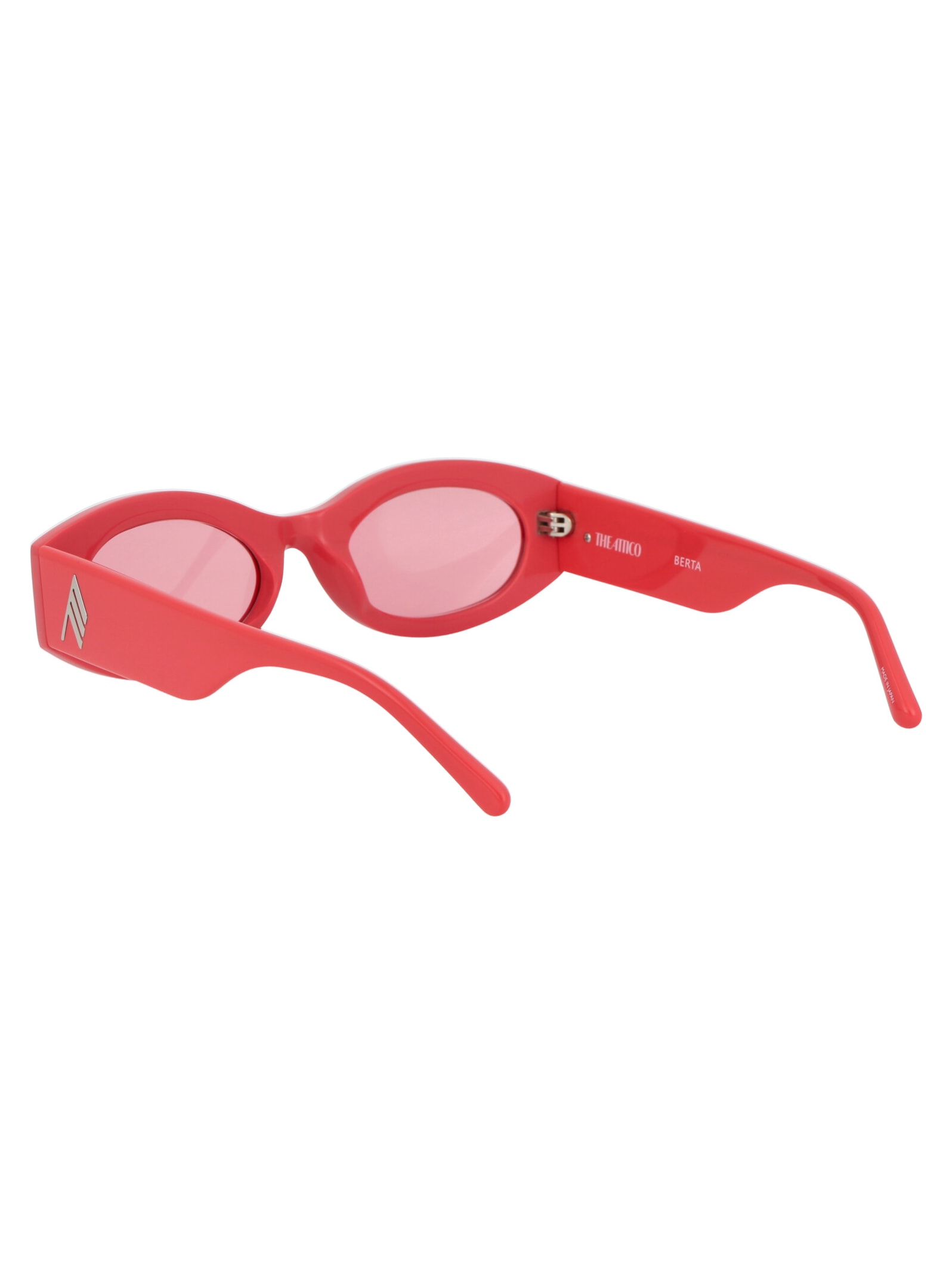 Shop Attico Berta Sunglasses In Coral/silver/pink