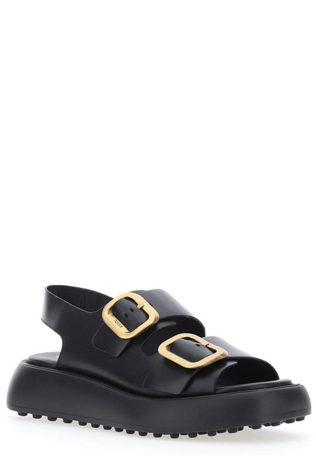 TOD'S DOUBLE BUCKLE STRAP SANDALS