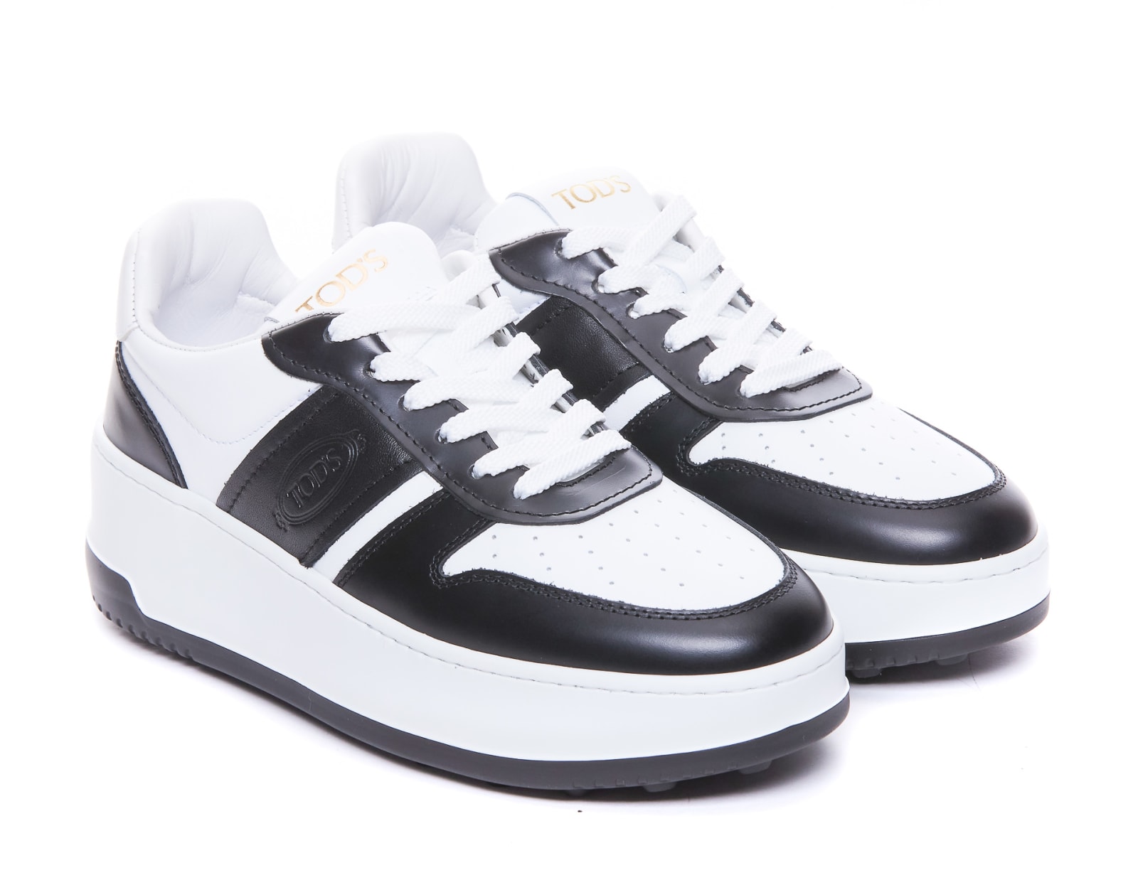 Shop Tod's Platform Leather Sneakers In White