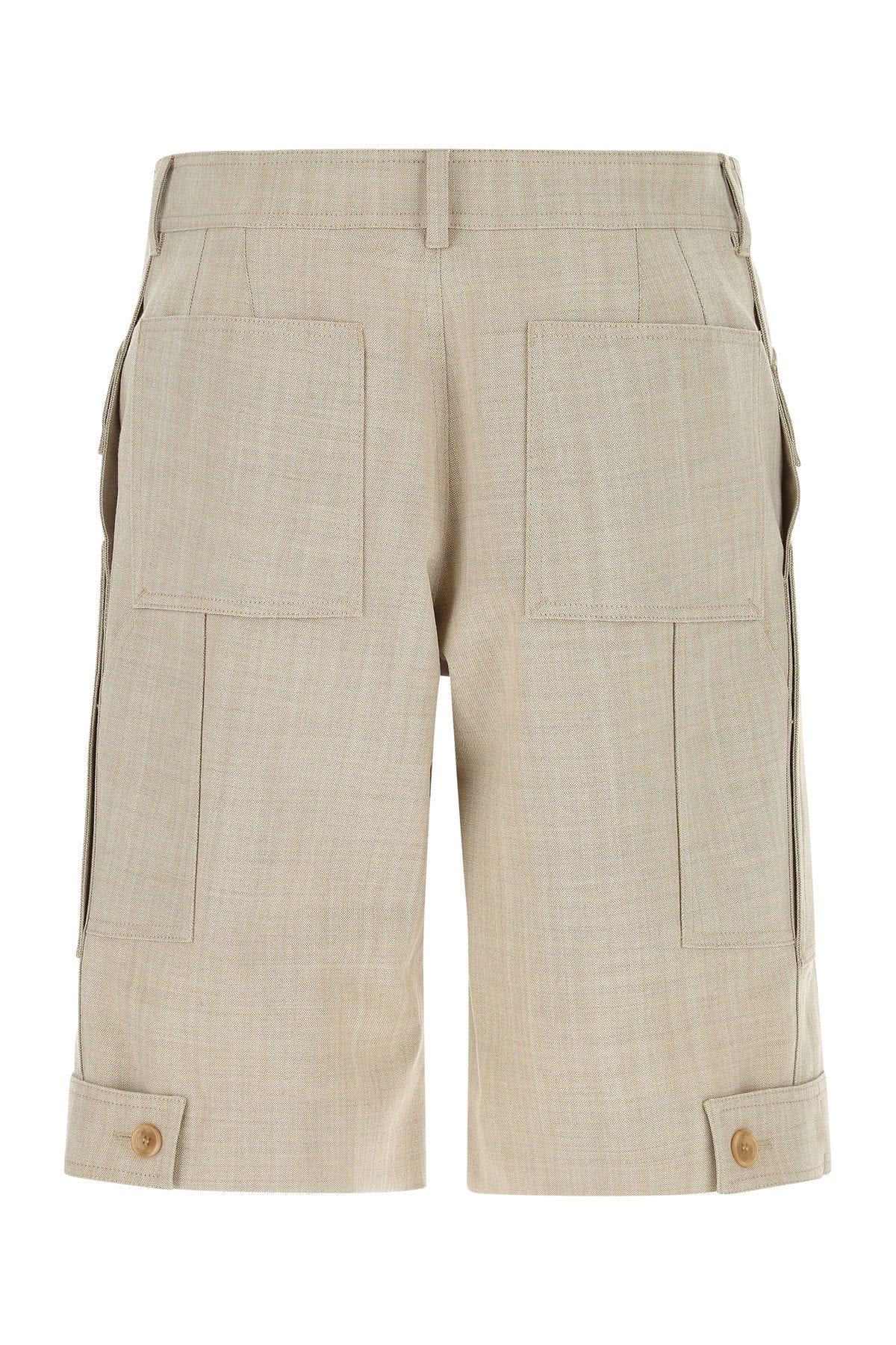 Shop Burberry Sand Wool Bermuda Shorts In Beige