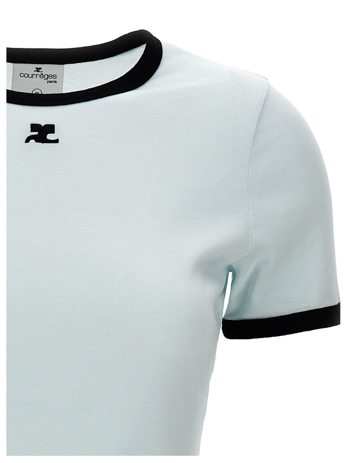 Shop Courrèges Crewneck Short-sleeved T-shirt In White