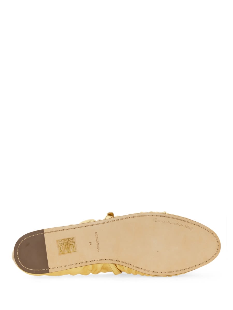 Shop Dolce & Gabbana Mordoré Nappa Ballerina In Gold