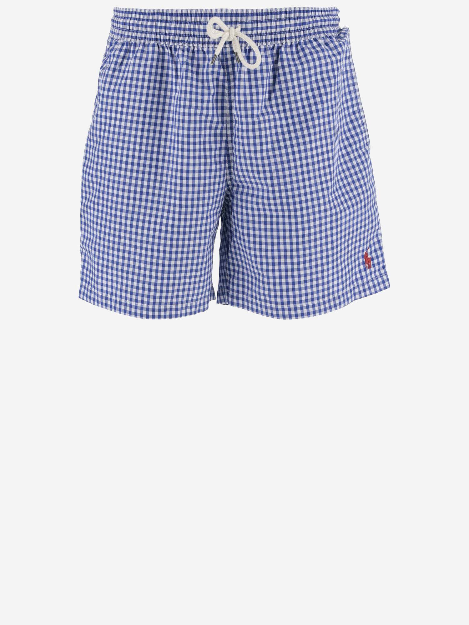 Shop Polo Ralph Lauren Check Pattern Swimsuit In Red
