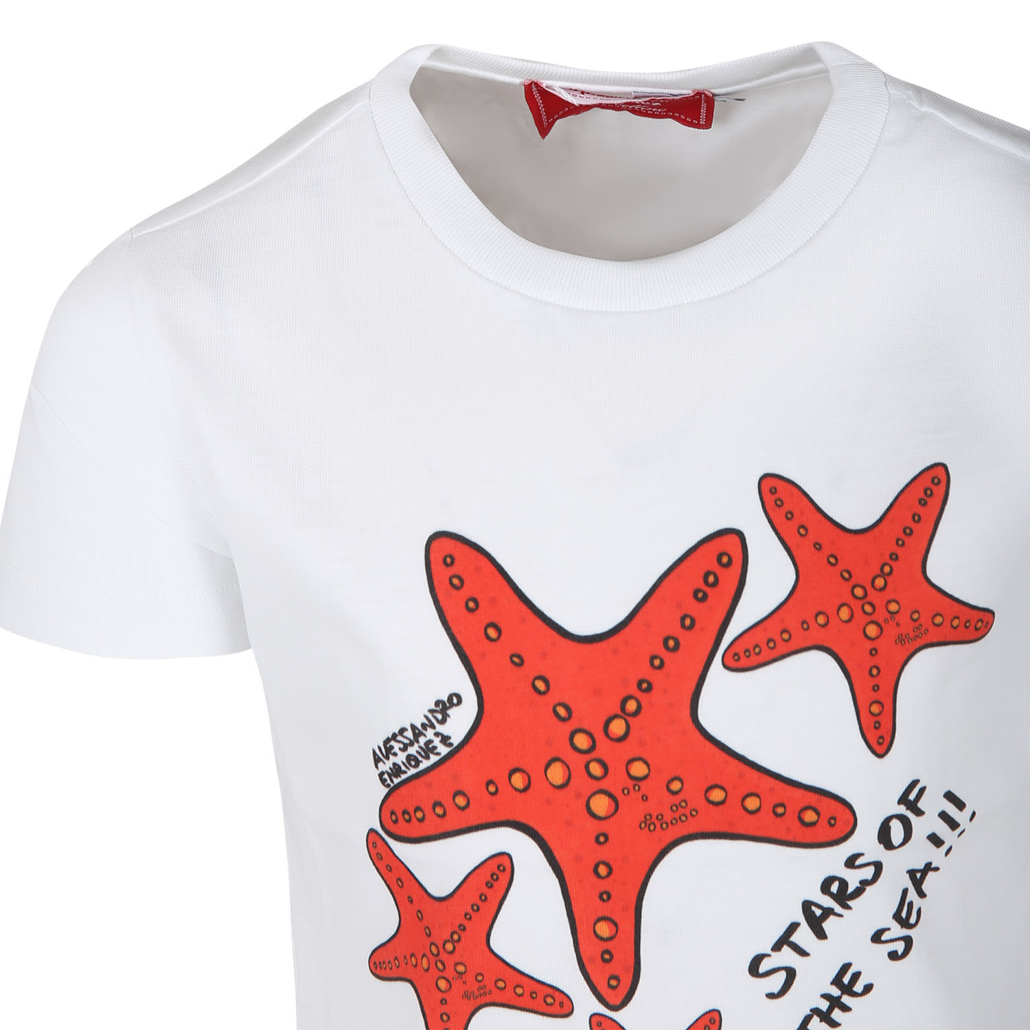 Shop Alessandro Enriquez White T-shirt For Girl With Print Starfish