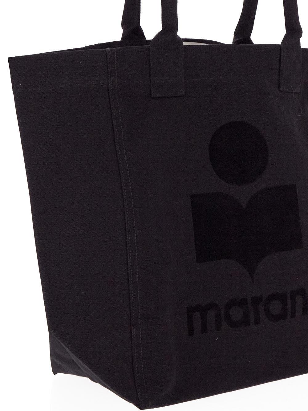 Isabel Marant Black Tote Bag With Tonal Logo Print At The Front In Cotton Woman In Black
