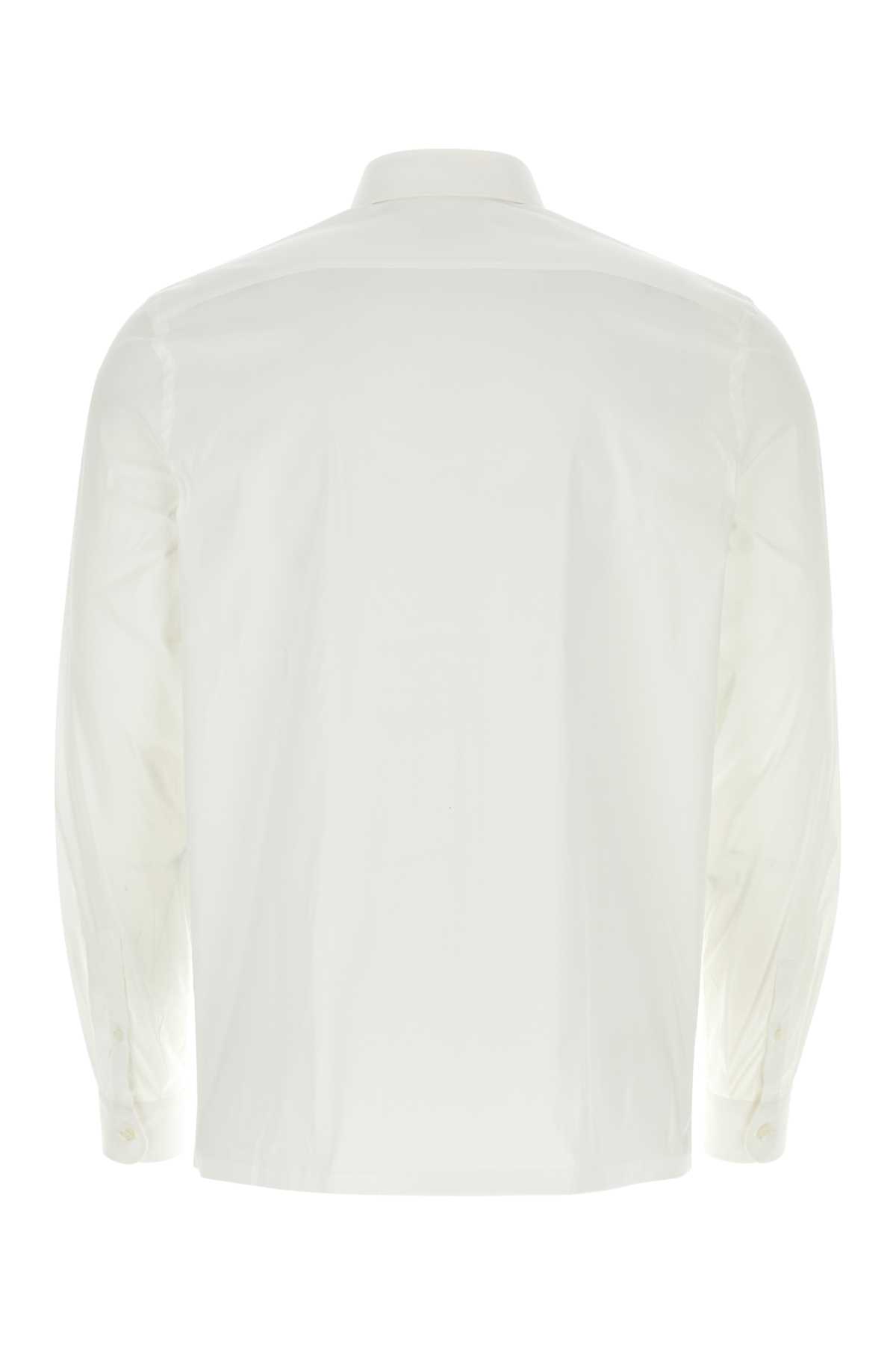 Shop Prada White Poplin Shirt In Bianco