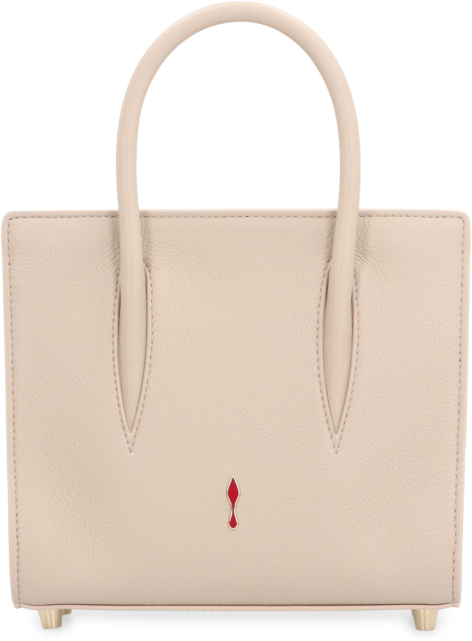 Shop Christian Louboutin Mini Paloma Leather Tote In Beige