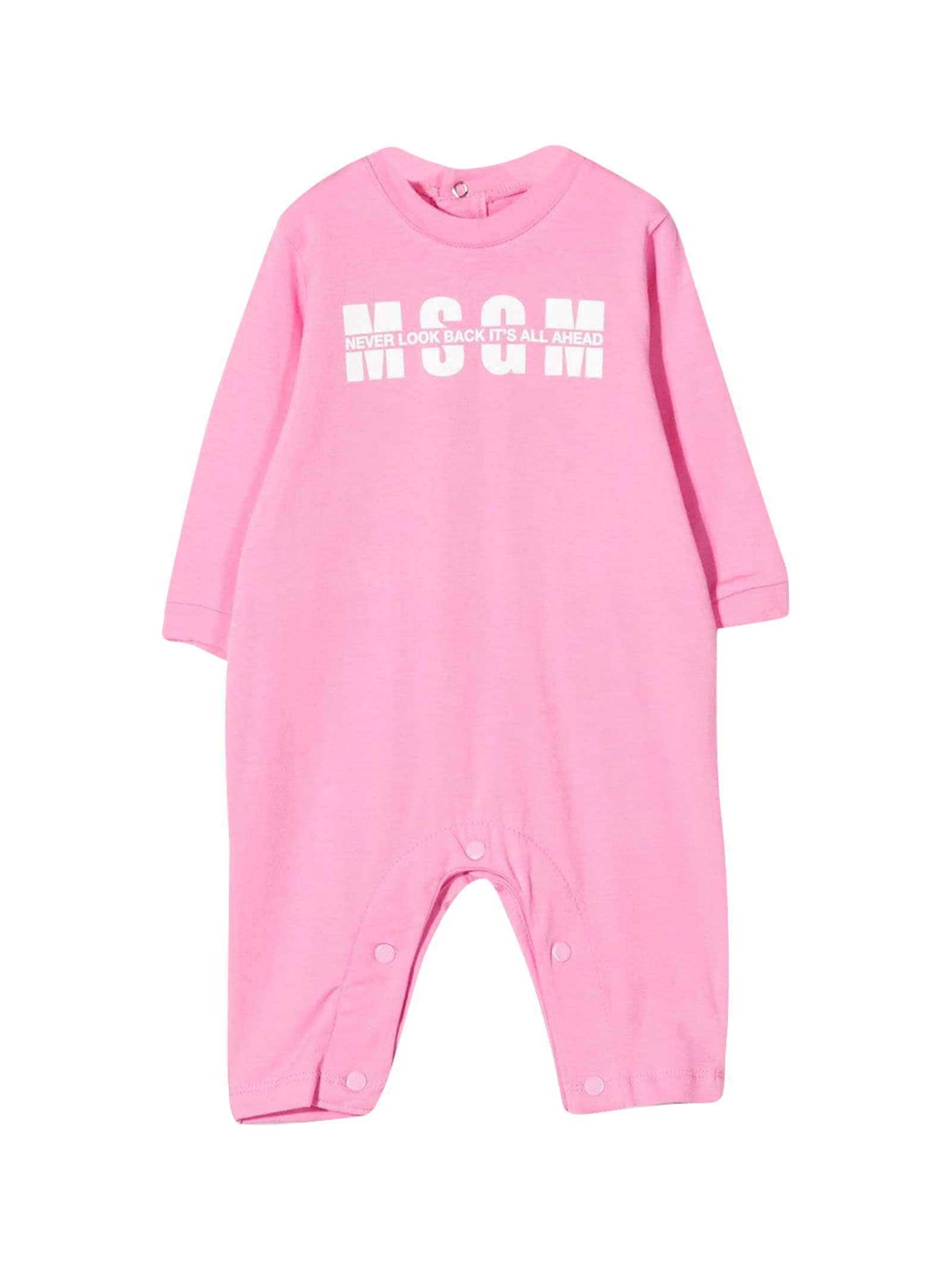MSGM Pink Romper With White Print