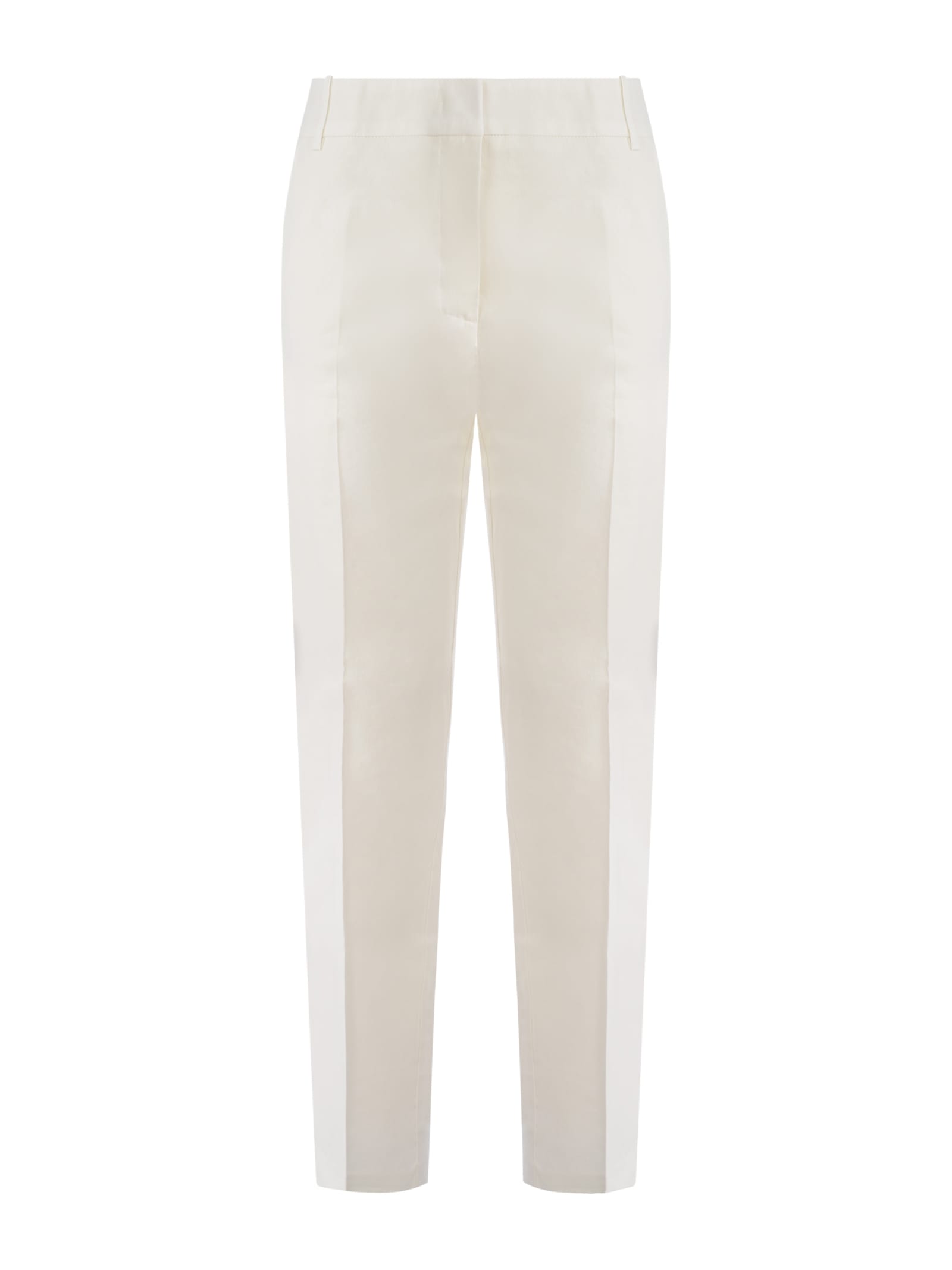 Shop Pinko Trousers  Bello In Stretch Linen In Bianco