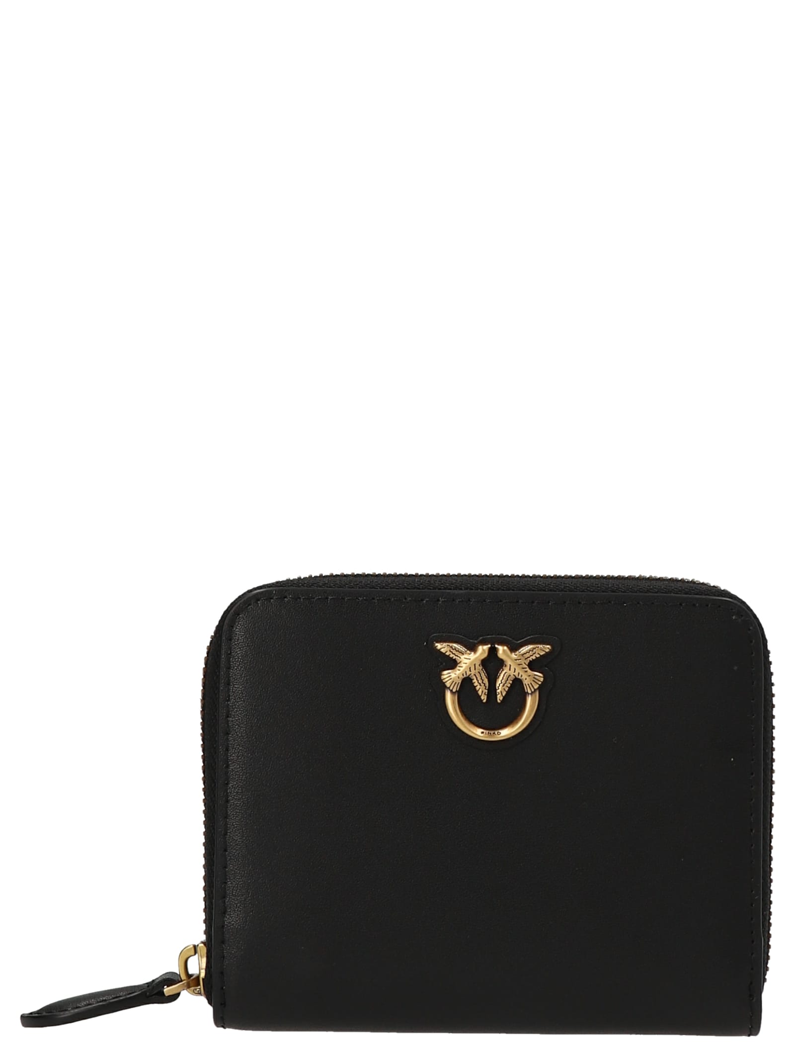 Pinko Logo Plaque Zip-around Wallet In Black