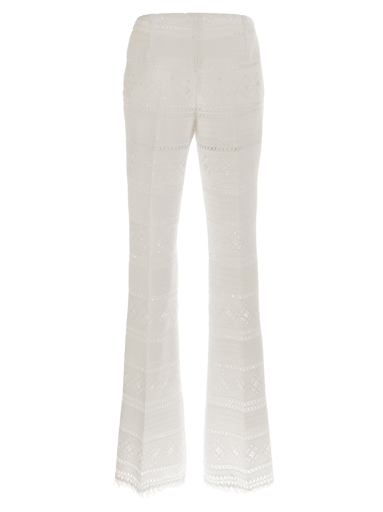 Shop Ermanno Scervino Lace Trousers In White