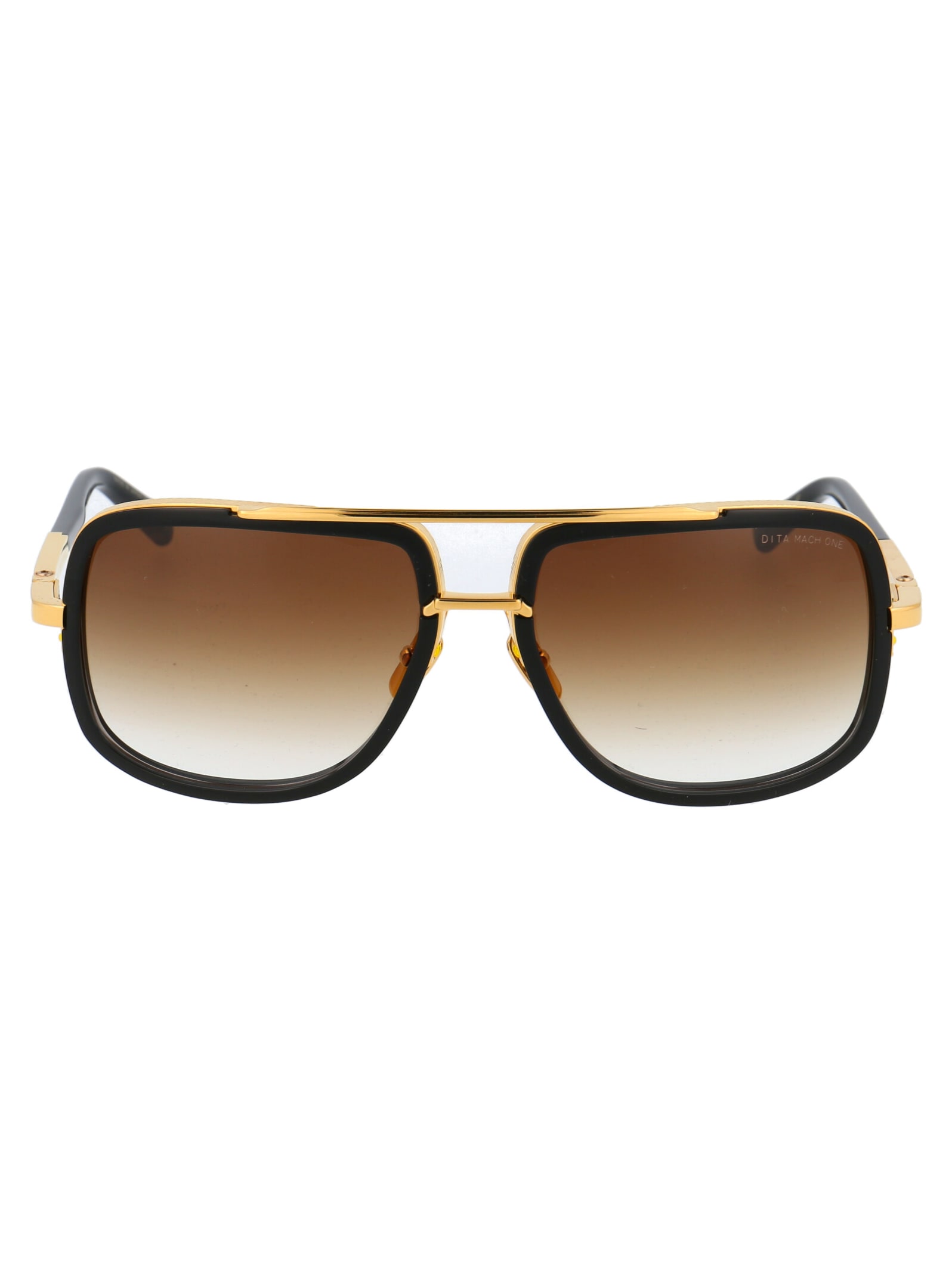 Dita Mach-one Sunglasses In Shiny 18k Gold - Black W/d.brown To Clear-ar