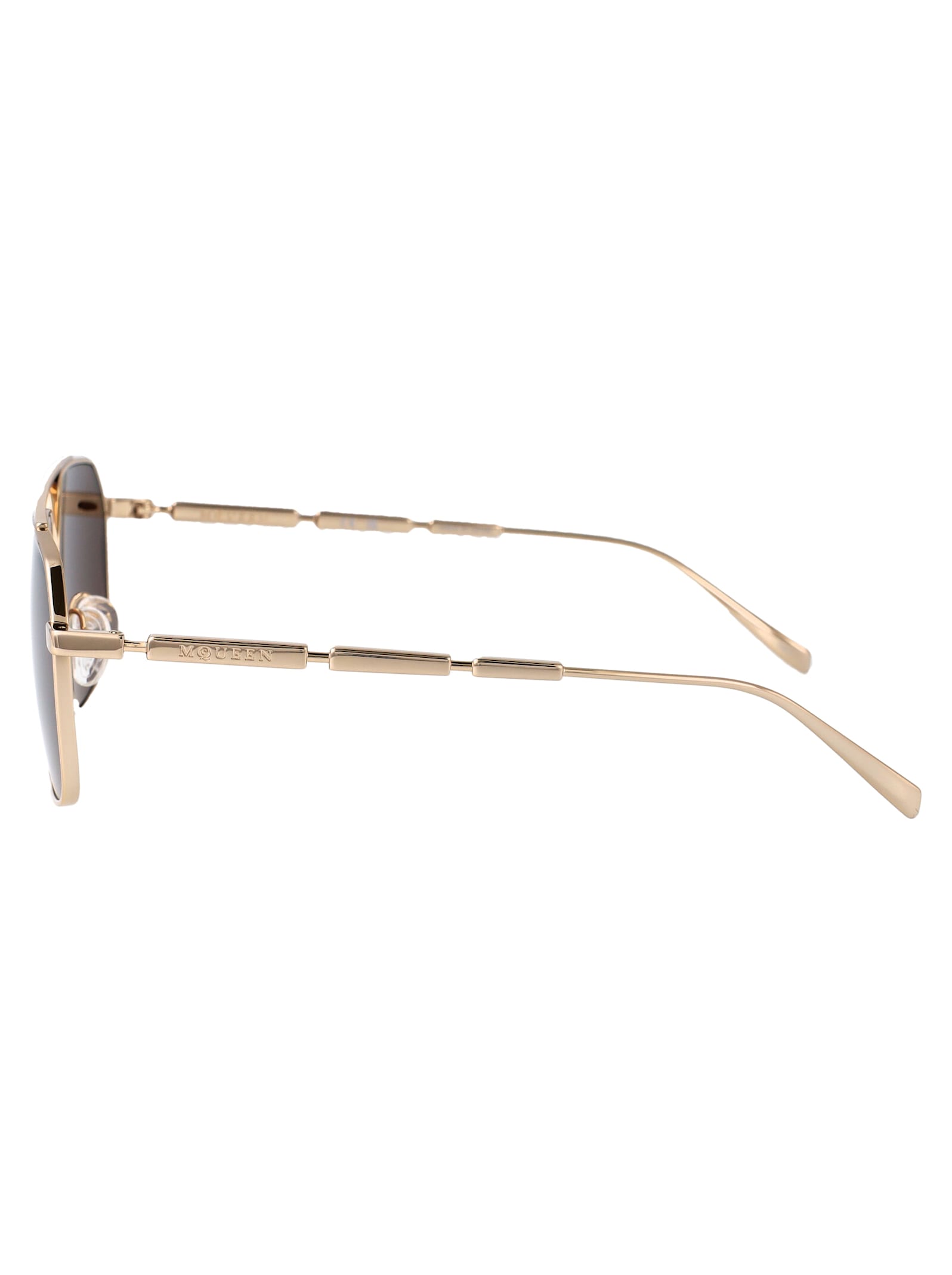 Alexander Mcqueen Am0477s Sunglasses In Gold-gold-brown