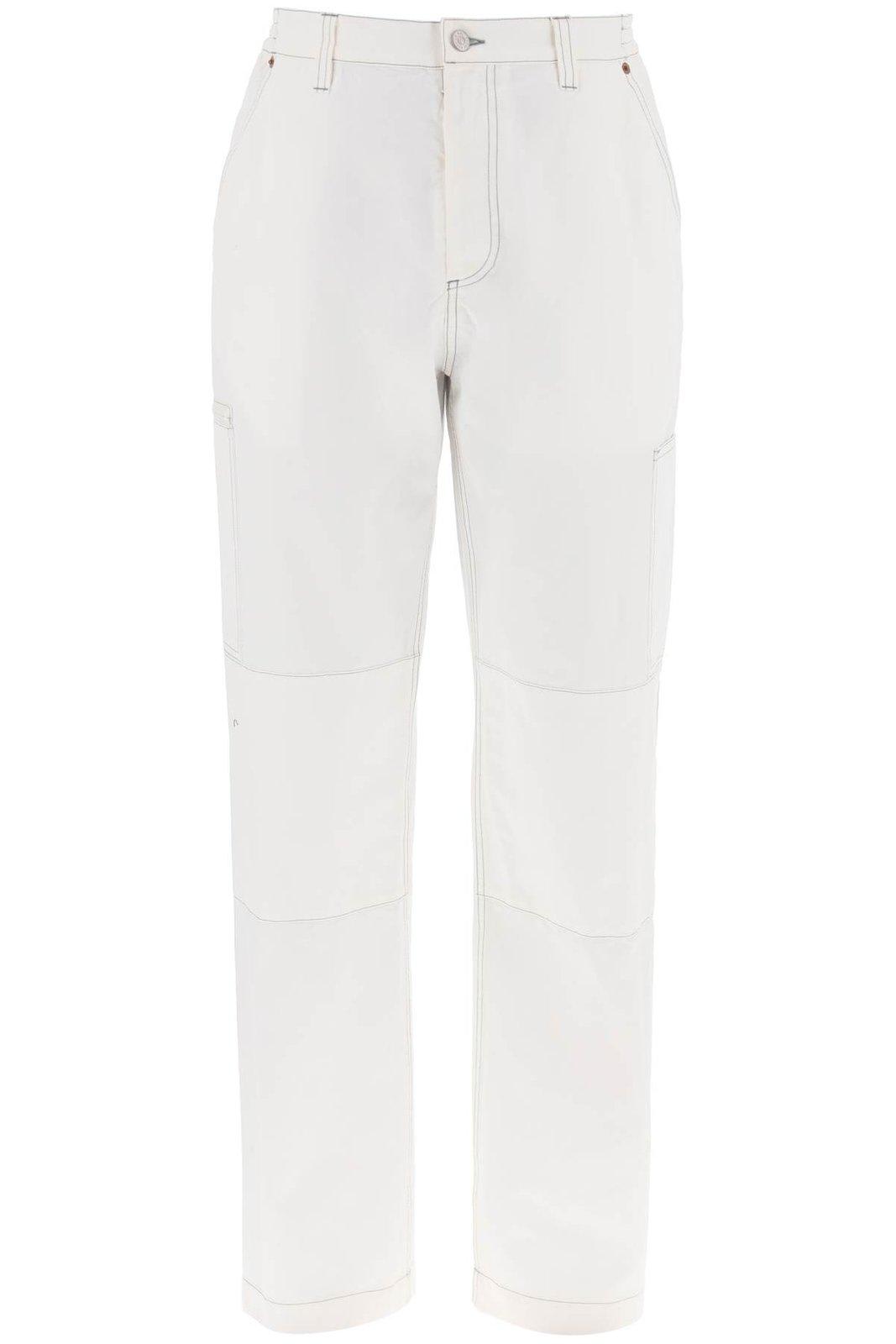 Shop Mm6 Maison Margiela Numeric Signature Trousers In Off White (white)