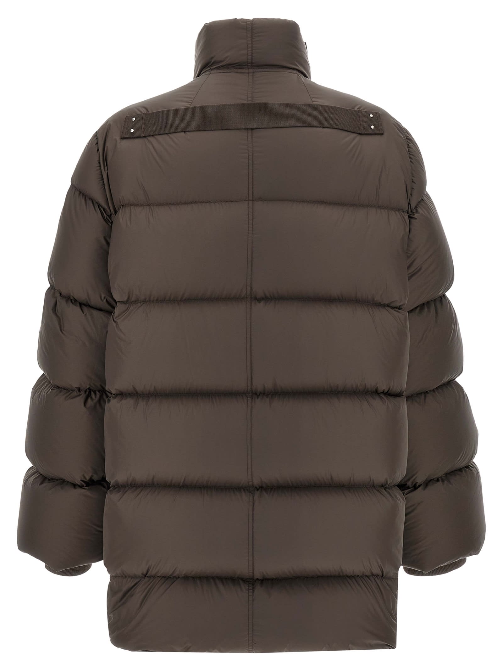 Rick Owens Turtle Zip-front Padded Coat In Brown