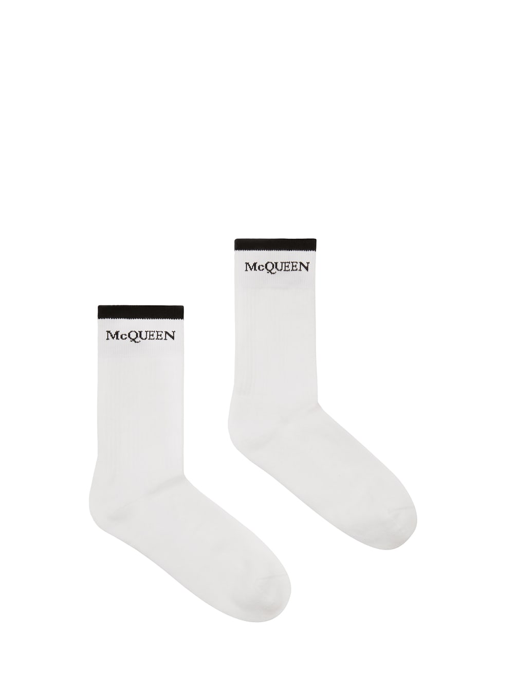 Alexander McQueen Man White Socks With Black Mcqueen Signature