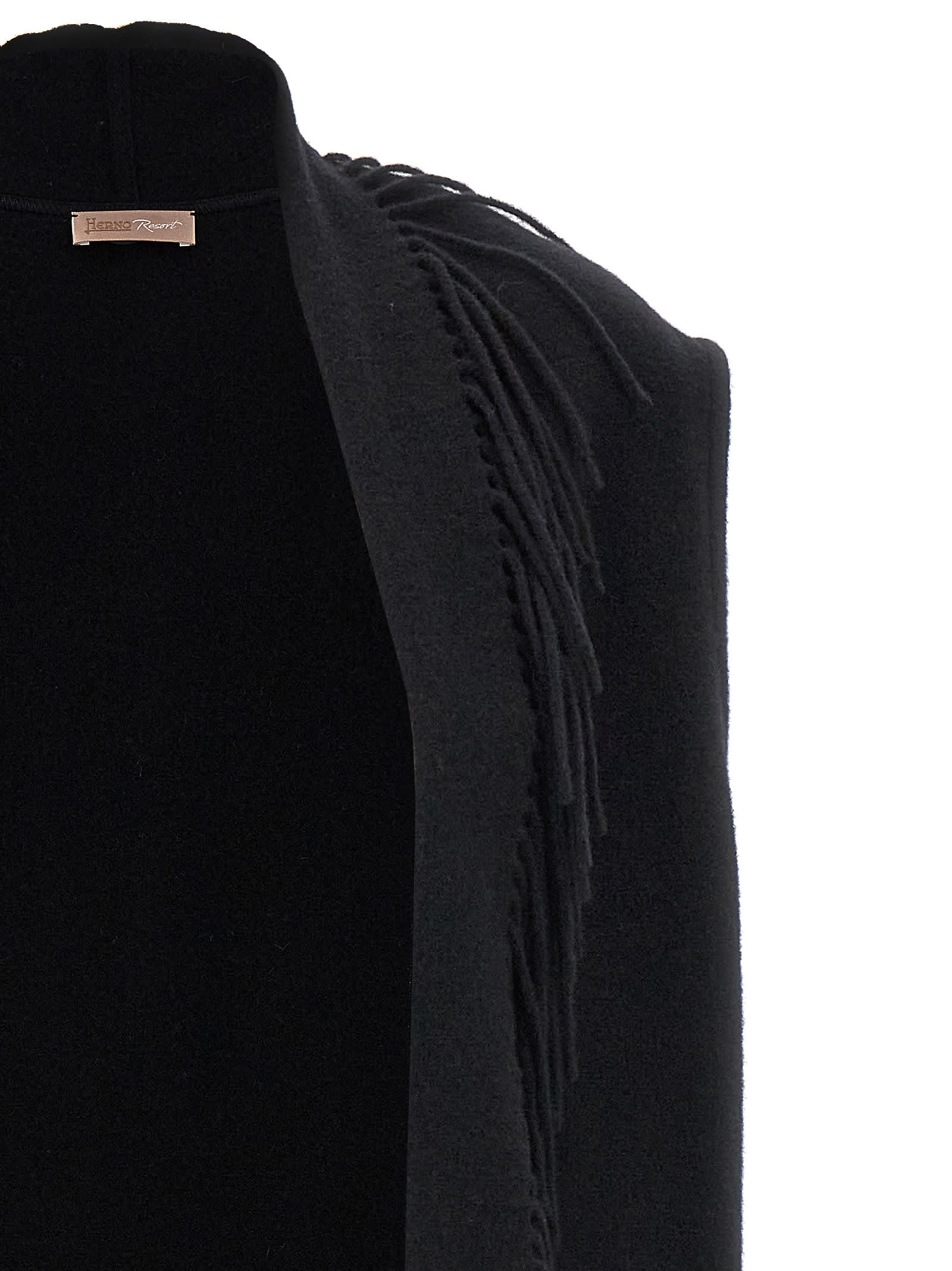 Shop Herno Fringed Vest In Black