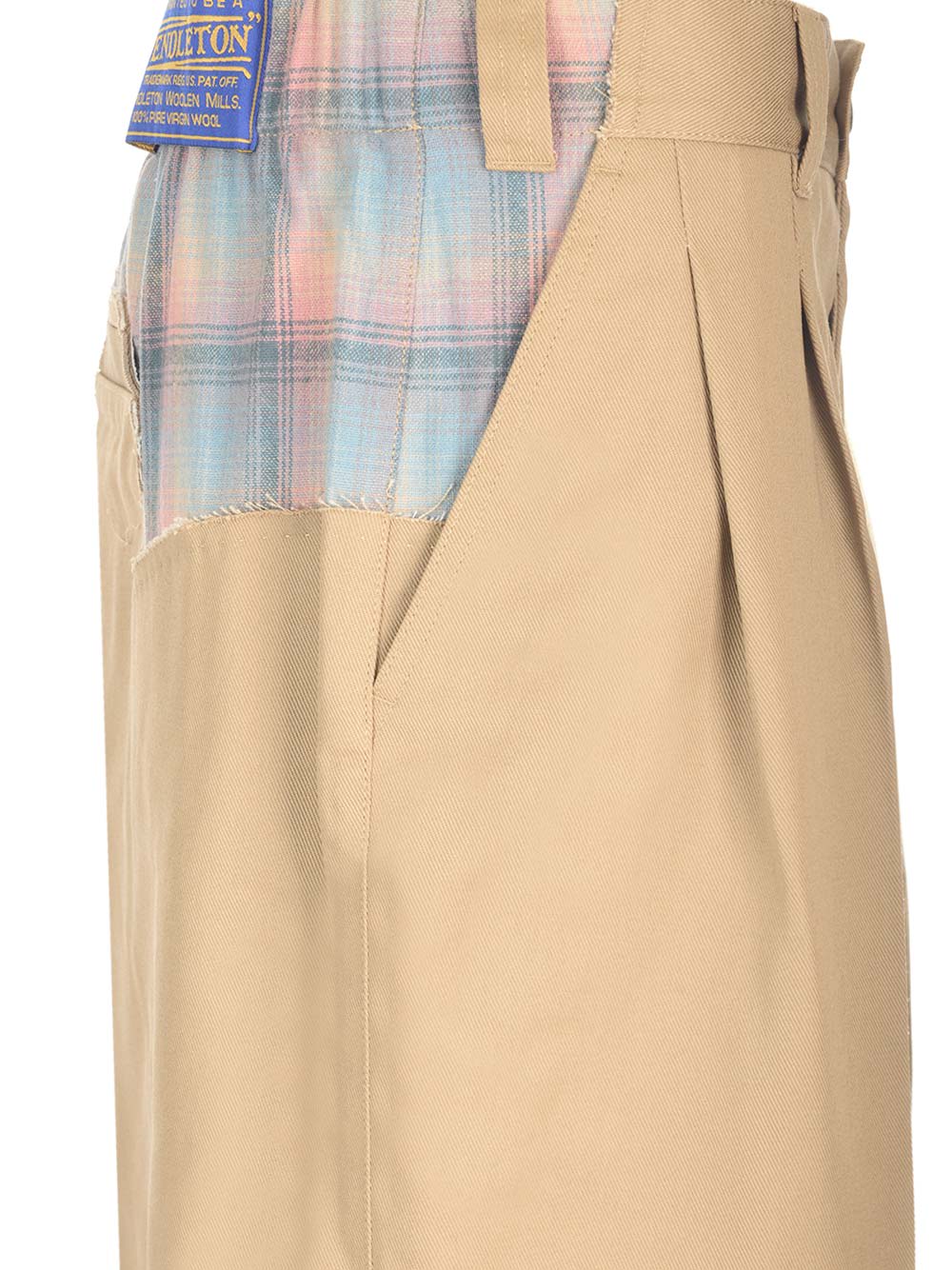 MAISON MARGIELA TROUSERS WITH CHECKED WOOL INSERT