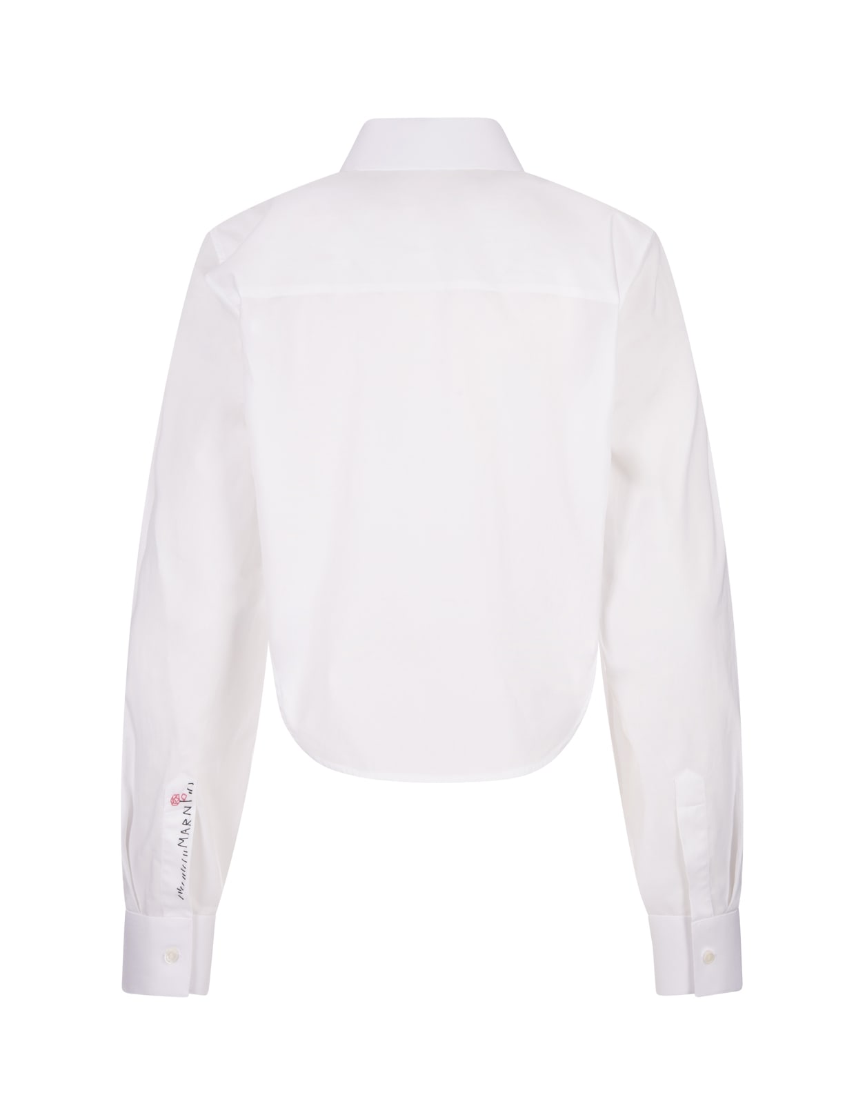 Shop Marni Cropped Shirt In White Cotton