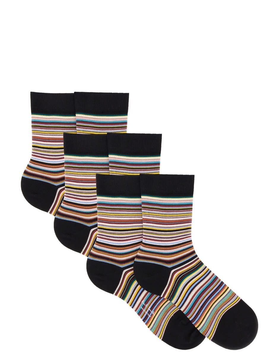 Paul Smith Set Of Three Socks In Black