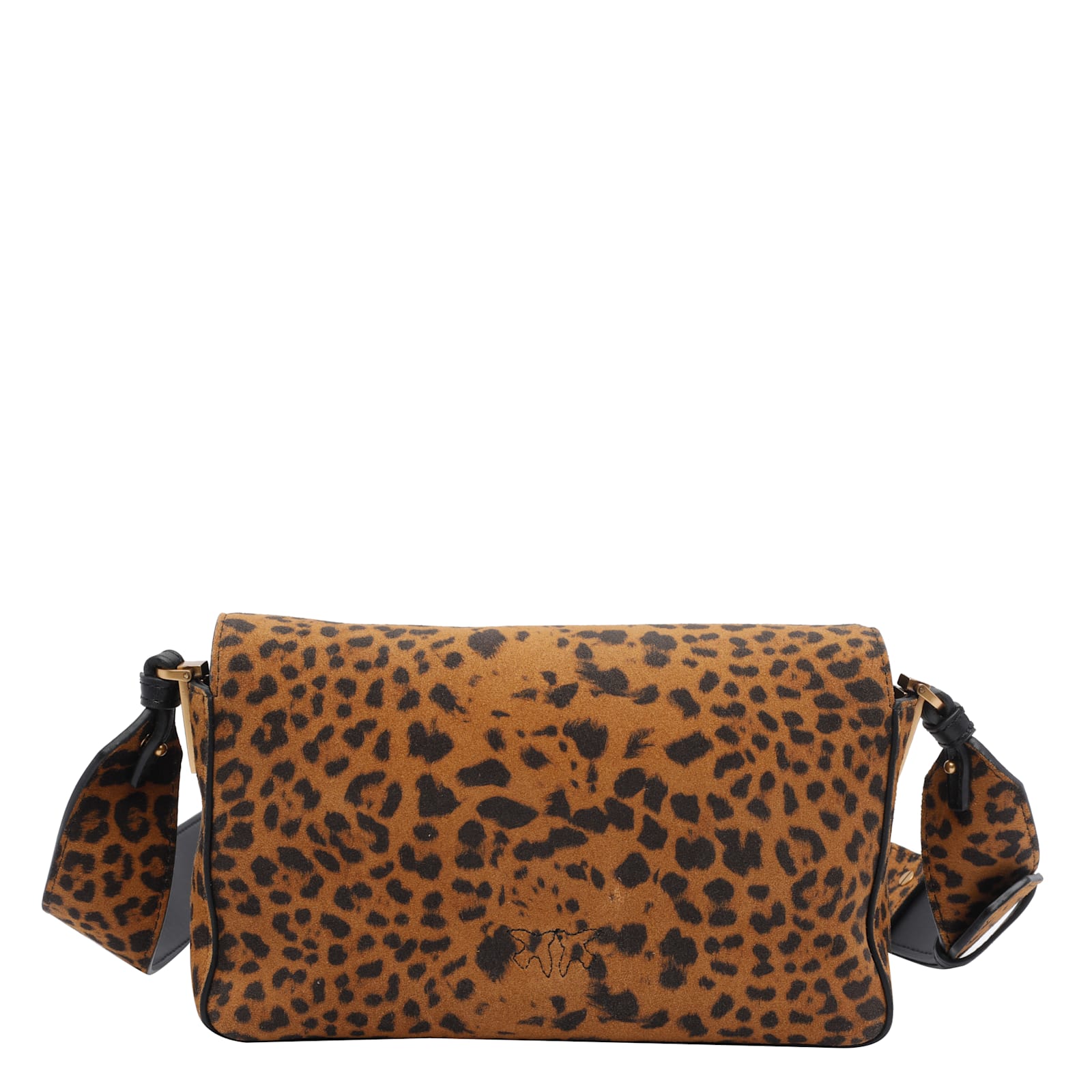 Pinko Slouchy Bag In Leopard Suede In Brown