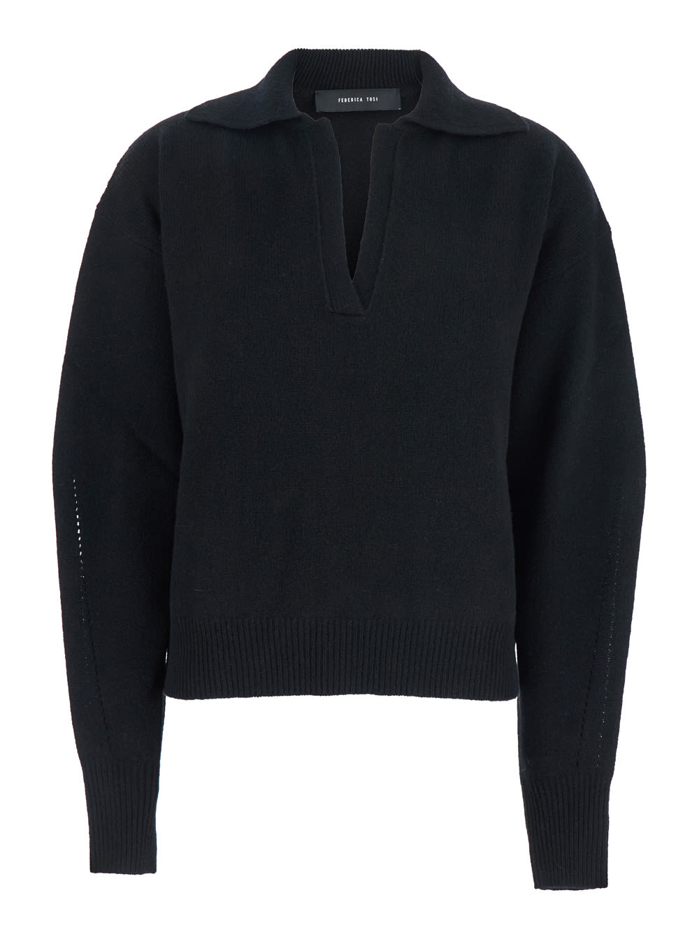 Maglia Polo 70%lana/30%cashmere Maniche Balloon